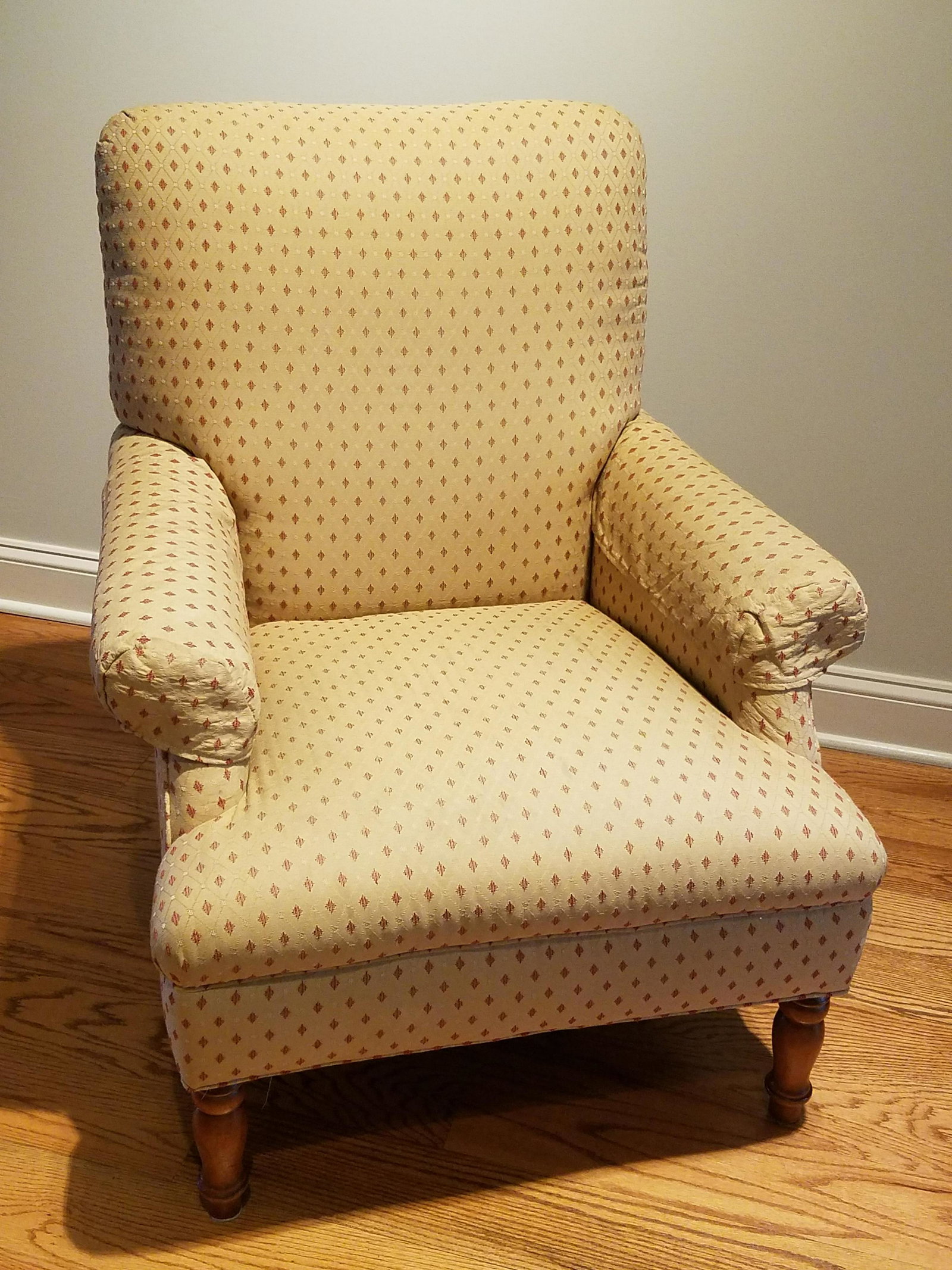 Pearson Arm Chair: 28-1/2" wide x 36" deep x 38-3/4" high. IMPORTANT: Before bidding, please read the terms and conditions below. When you registered for the auction you agreed to these terms and will be required to com