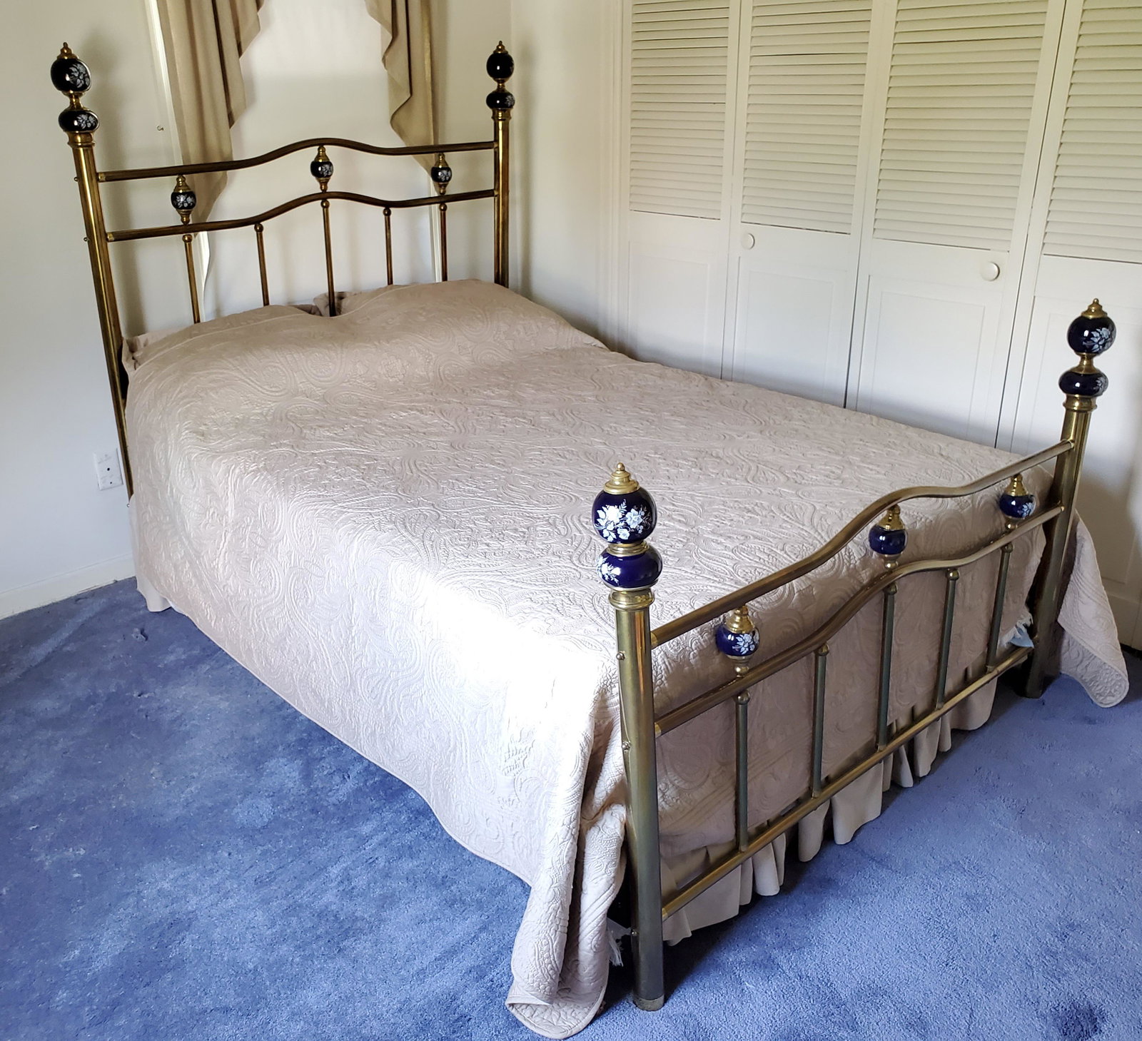 Brass Bed with Painted Balls: 57" wide X 82" deep X 57" high. Mattress and box spring not included. IMPORTANT: Before bidding, please read the terms and conditions below. When you registered for the auction you agreed to these ter