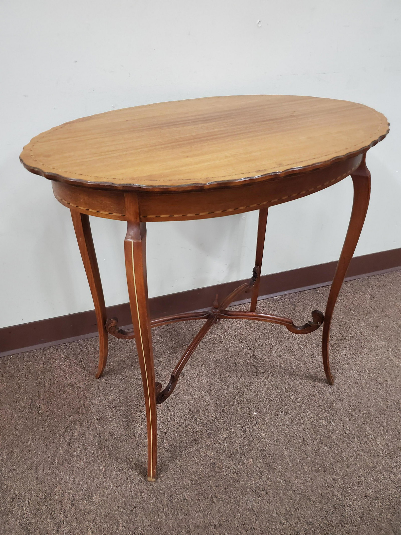 Inlaid Side Table: 29 1/2" wide X 20" deep X 28" high. IMPORTANT: Before bidding, please read the terms and conditions below. When you registered for the auction you agreed to these terms and will be required to comply 