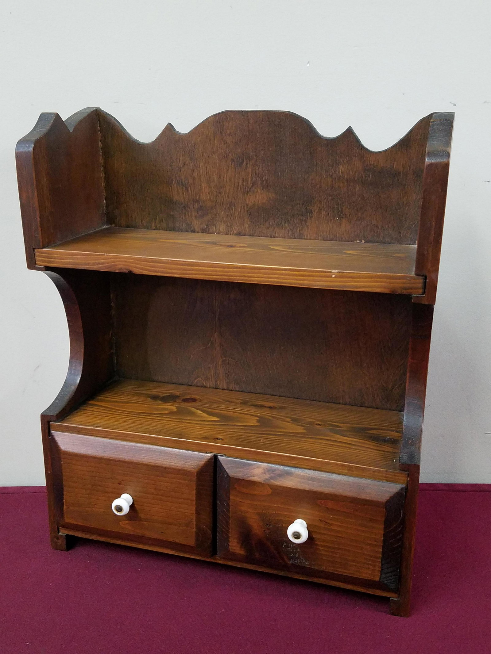 Wall Display Shelf: 14-2/3" wide x 6-1/2" deep x 17-3/4" high. IMPORTANT: Before bidding, please read the terms and conditions below. When you registered for the auction you agreed to these terms and will be required to 
