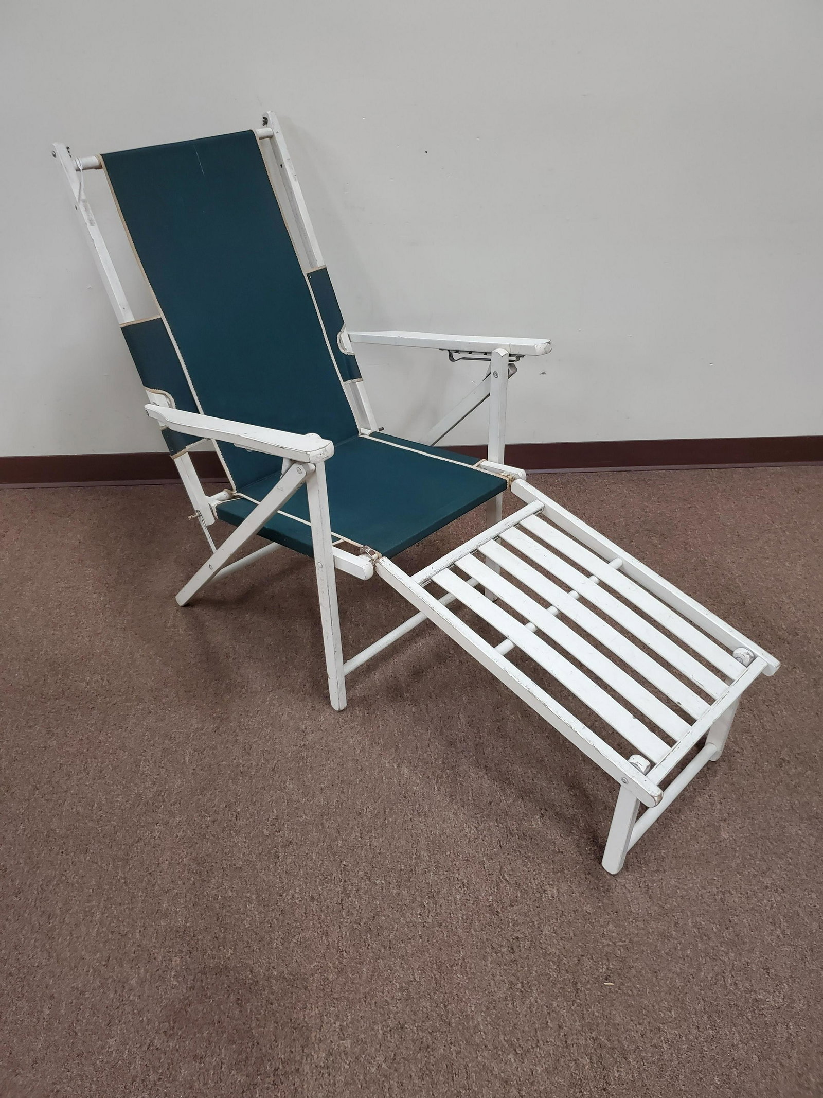 Deck Chair: 25 1/2" wide X 56" deep X 39" high. IMPORTANT: Before bidding, please read the terms and conditions below. When you registered for the auction you agreed to these terms and will be required to comply 