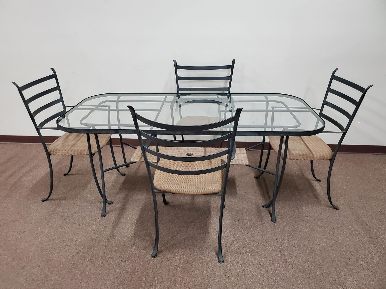 Glass Top Outdoor Table with 4 Chairs (1 of 4)