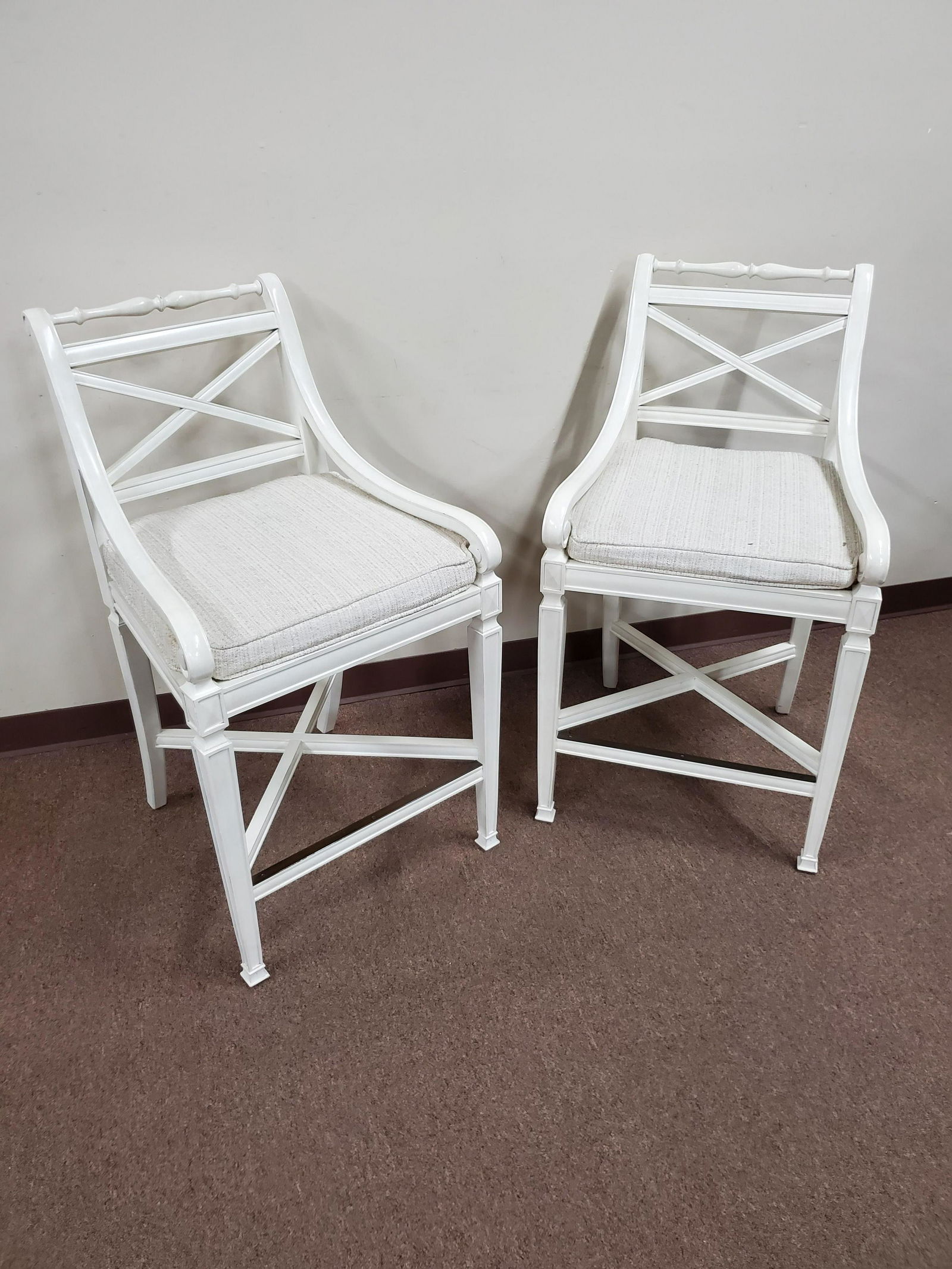 Pair of Frontgate White High Back Stools (1 of 3)