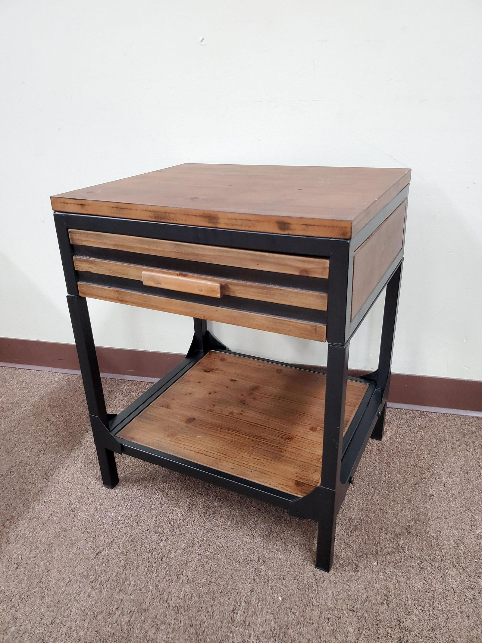 Metal and Wood Single Drawer End Table (1 of 4)