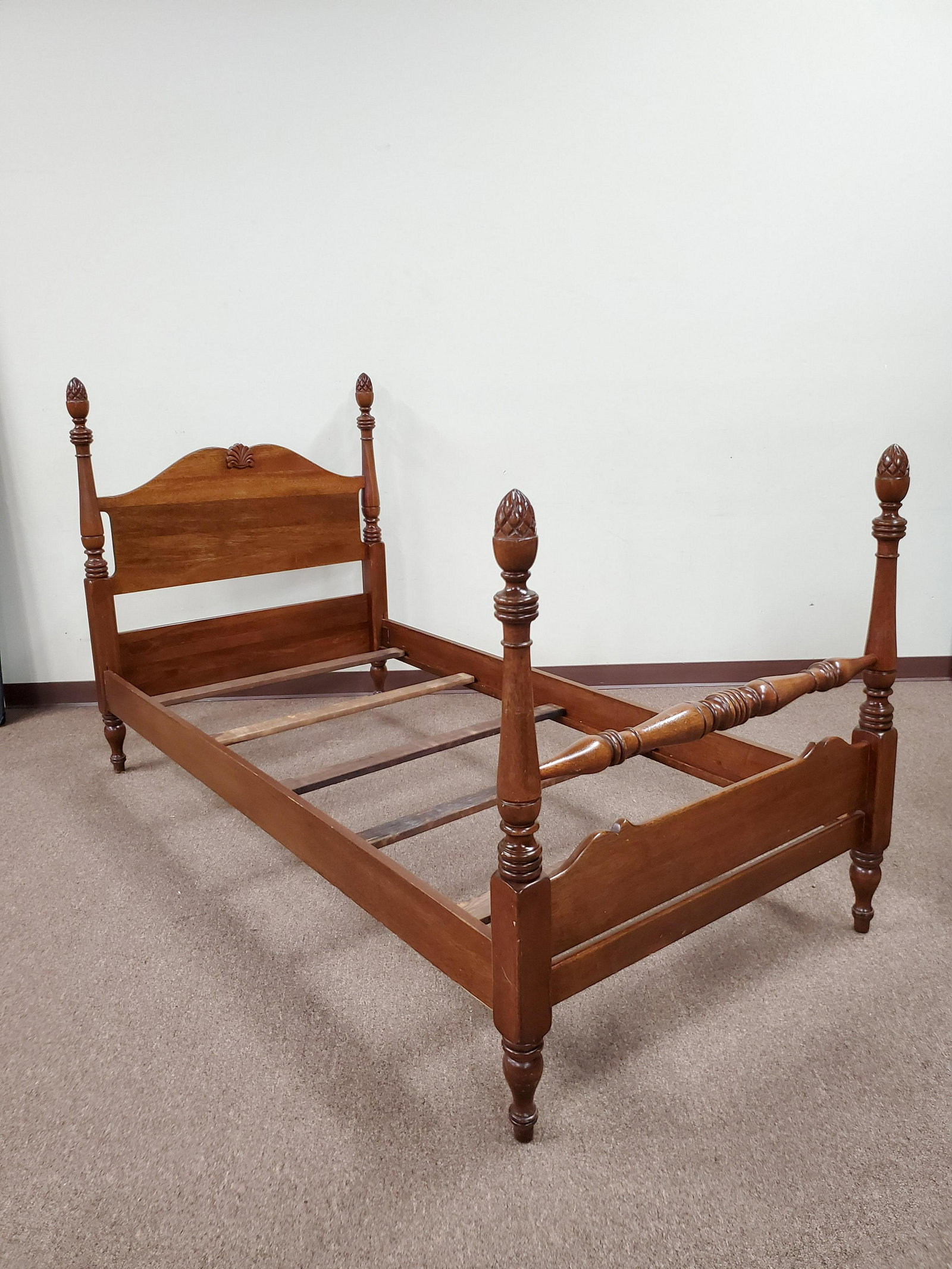 4 Post Pineapple Bed: 41 1/2" wide X 82" deep X 48 1/2" high. IMPORTANT: Before bidding, please read the terms and conditions below. When you registered for the auction you agreed to these terms and will be required to com