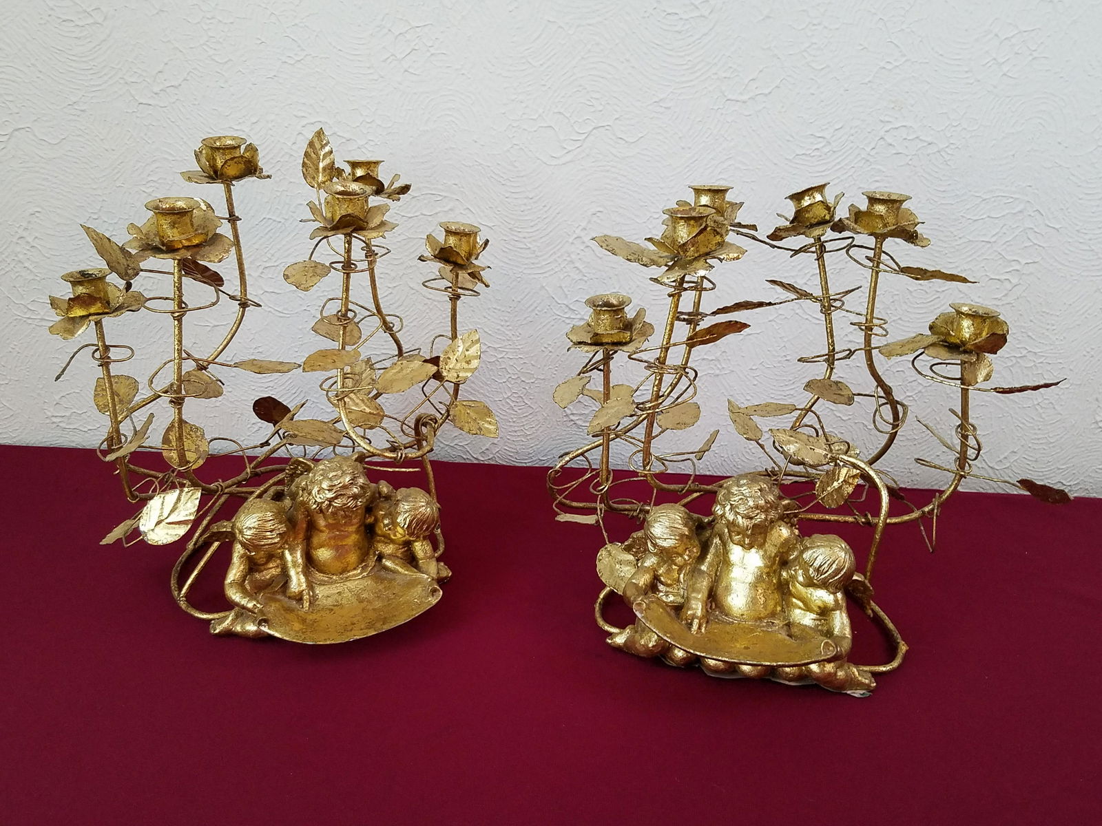 Pr Modern 6 Light Gilt Candelabra (1 of 3)