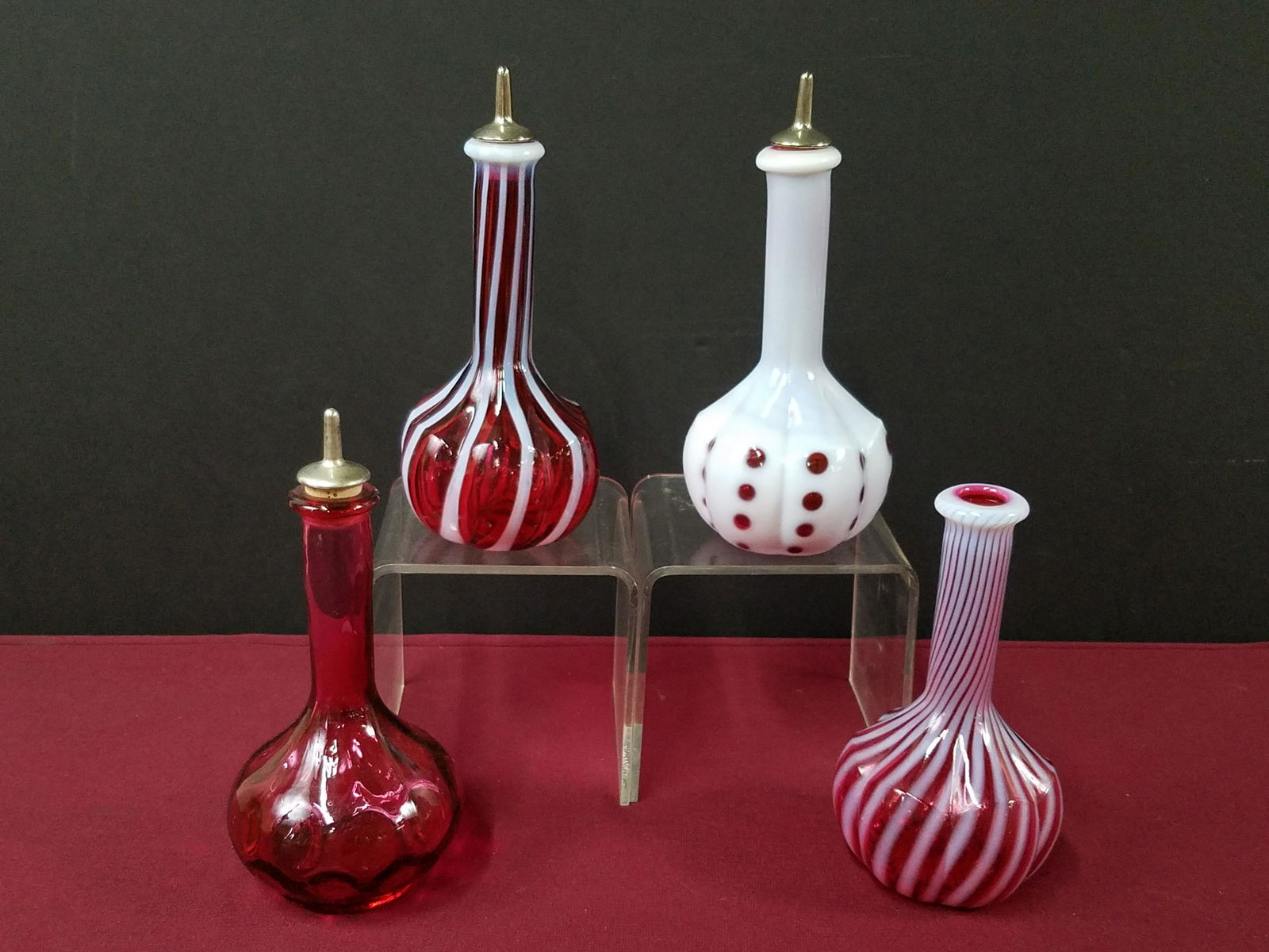 4 Cranberry Barber Bottles (1 of 2)