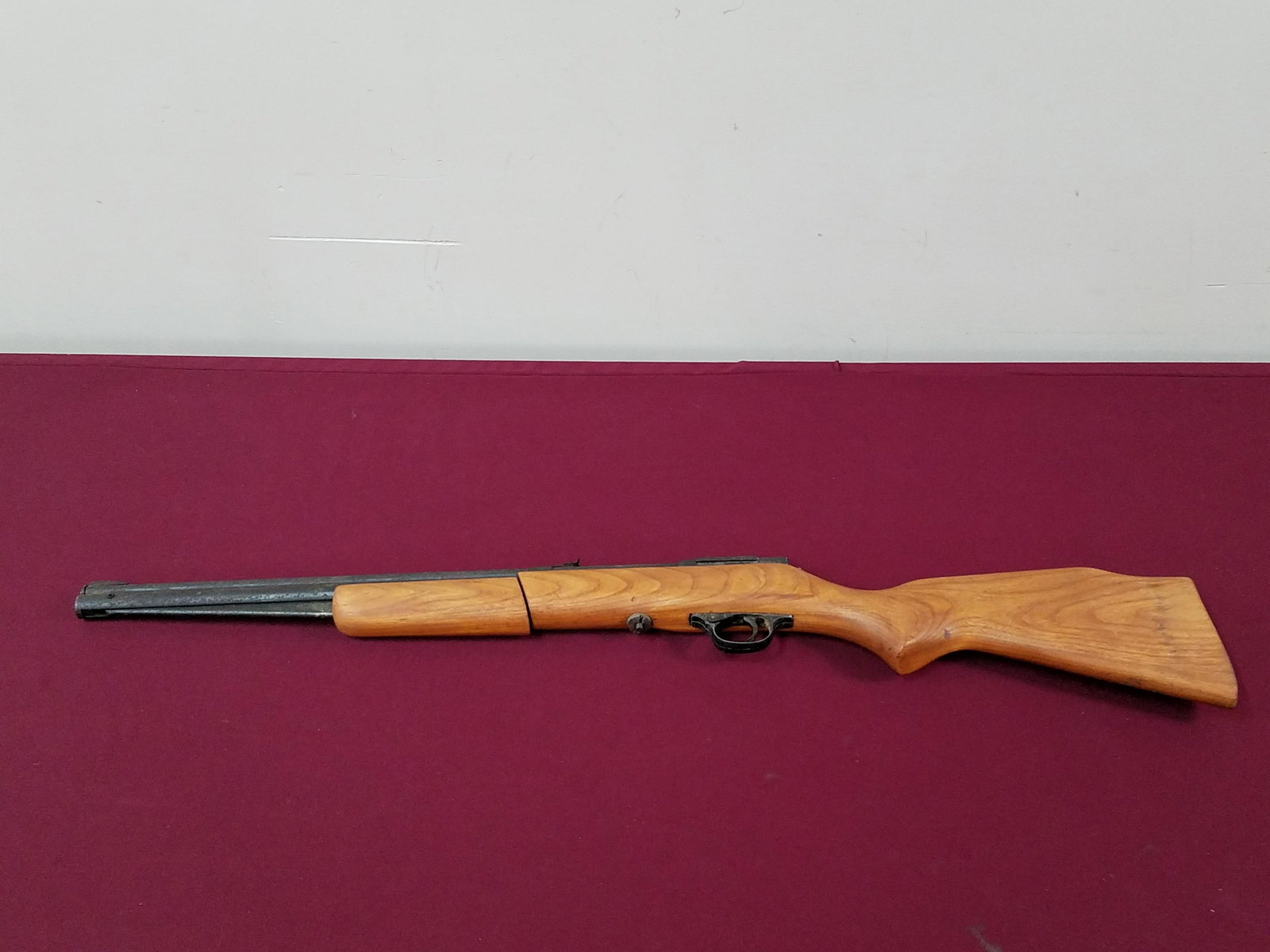 Crosman 140 Air Rifle: Fairport, NY. 34-3/4" long. Some rusting and barrel. IMPORTANT: Before bidding, please read the terms and conditions below. When you registered for the auction you agreed to these terms and will be re
