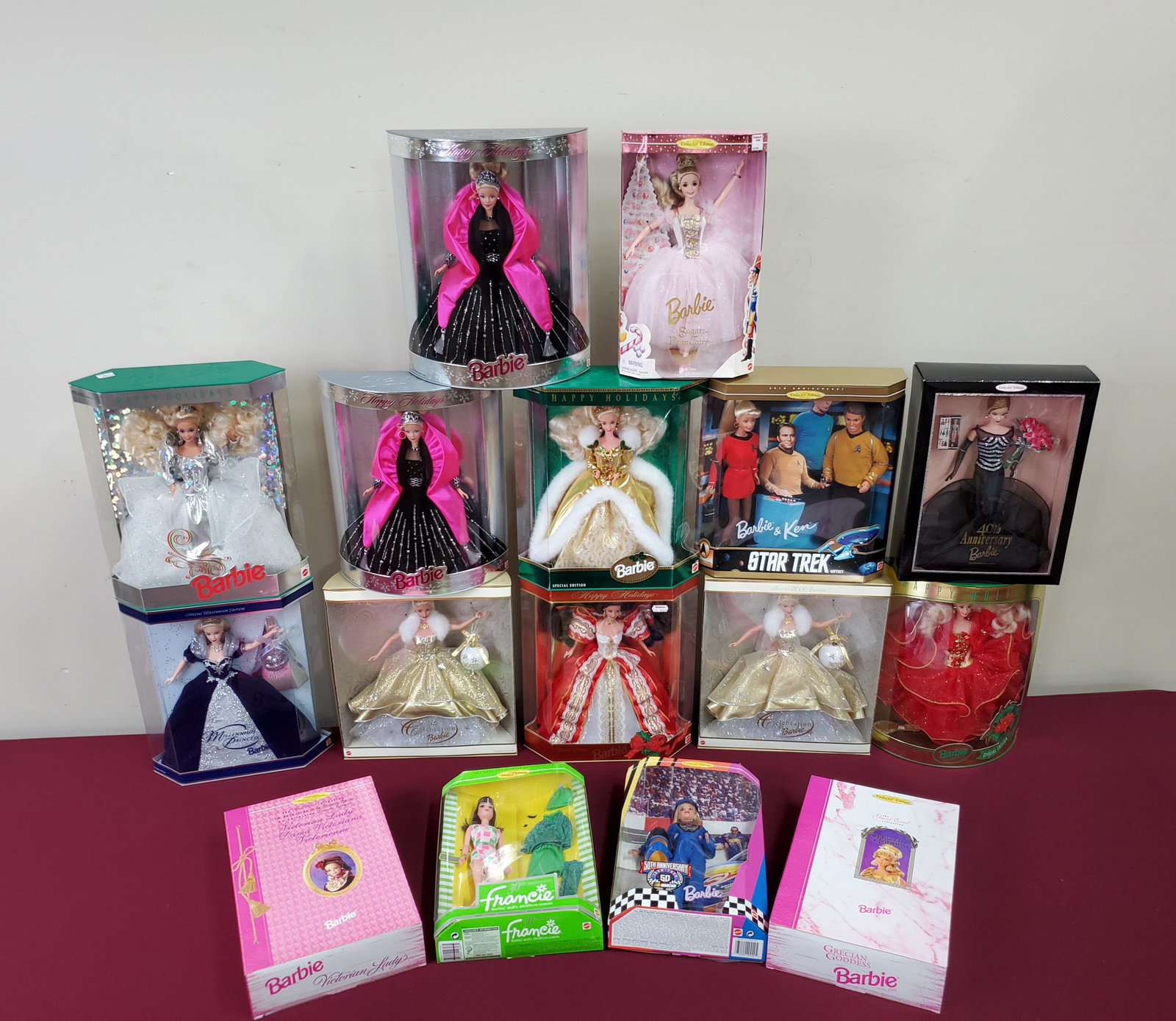 16 Collectors Edition Barbies: Includes 2001 Millennium Barbie. All in box. IMPORTANT: Before bidding, please read the terms and conditions below. When you registered for the auction you agreed to these terms and will be required t