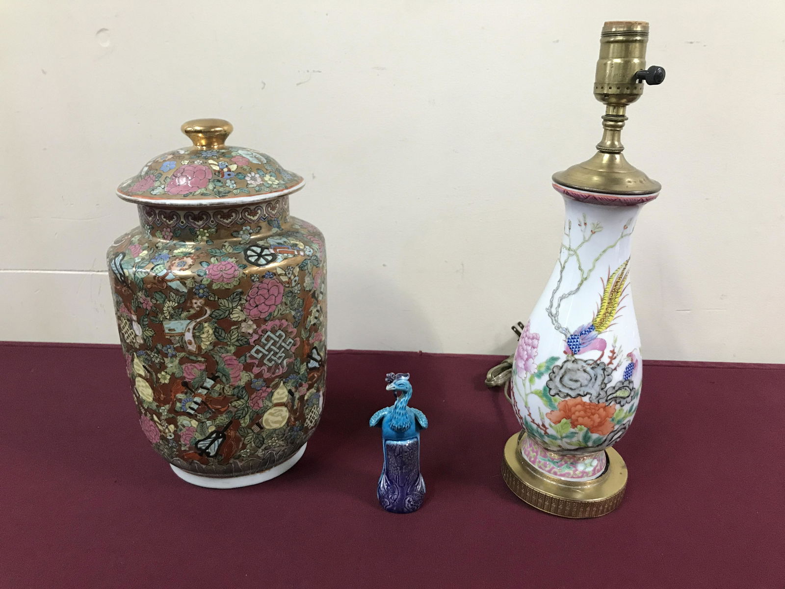 3 Pcs Asian Ceramics incl Lidded Urn (1 of 8)