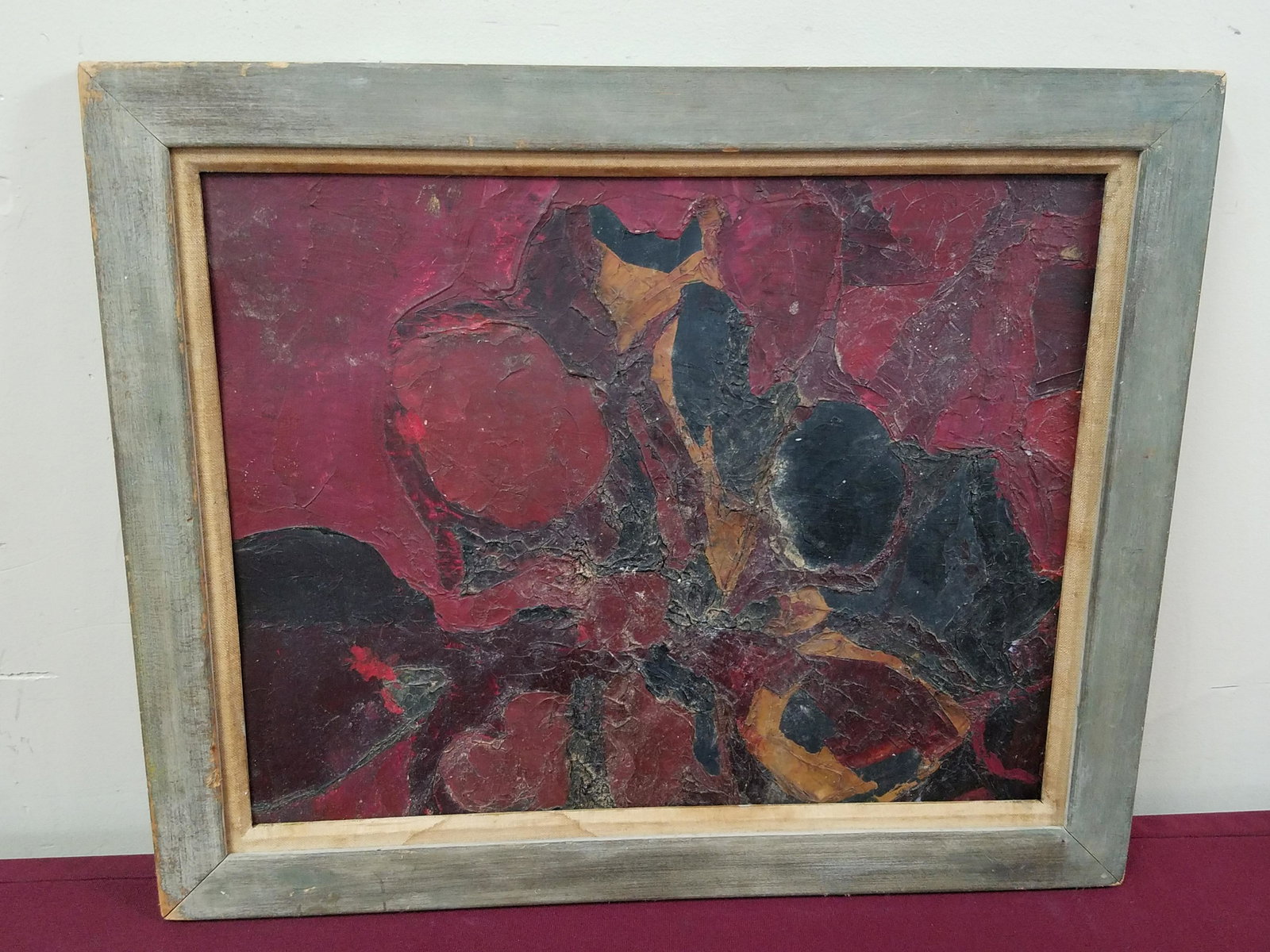 L. Meyer Abstract Painting: Overall with frame 17-3/4" high x 21-1/2" wide. IMPORTANT: Before bidding, please read the terms and conditions below. When you registered for the auction you agreed to these terms and will be require