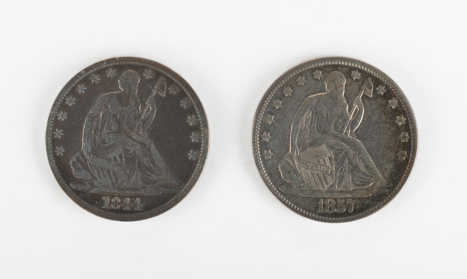 1844 and 1857 Liberty Seated Half Dollars (1 of 2)