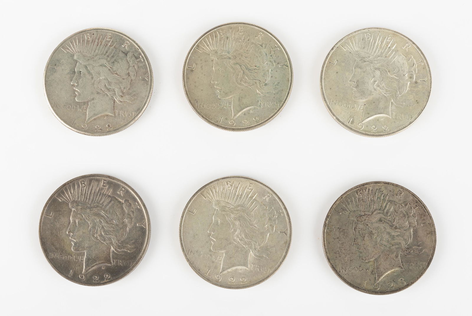 6 Peace Silver Dollars (1 of 2)