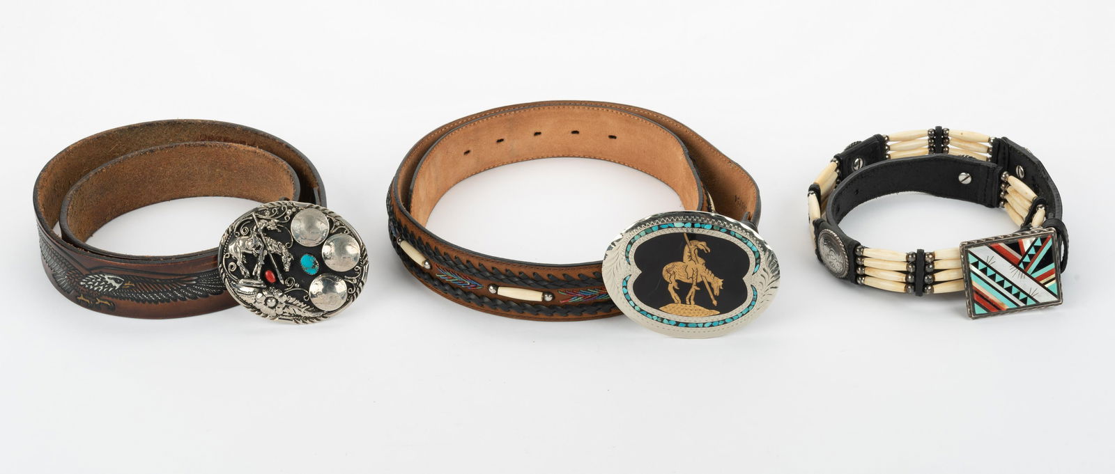 3 Belts Incl Zuni Signed Kallestewa (1 of 19)