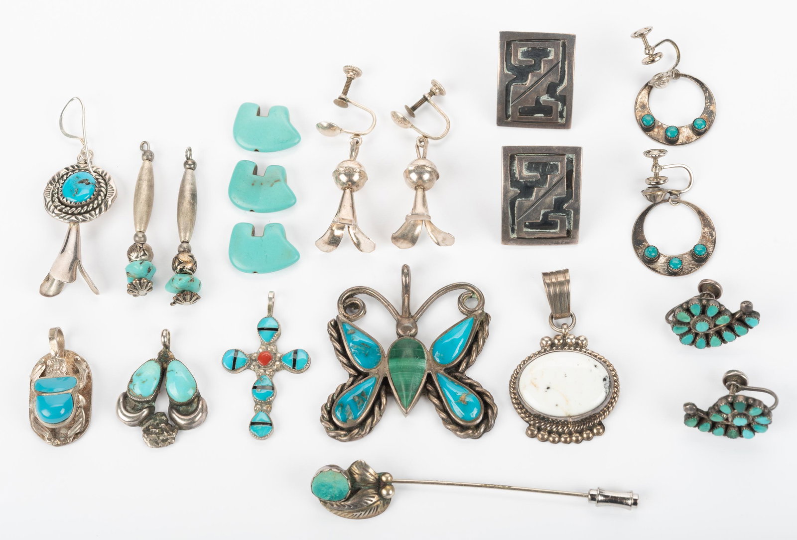 16 Pcs Silver Jewelry Incl Earring and Pendants (1 of 5)