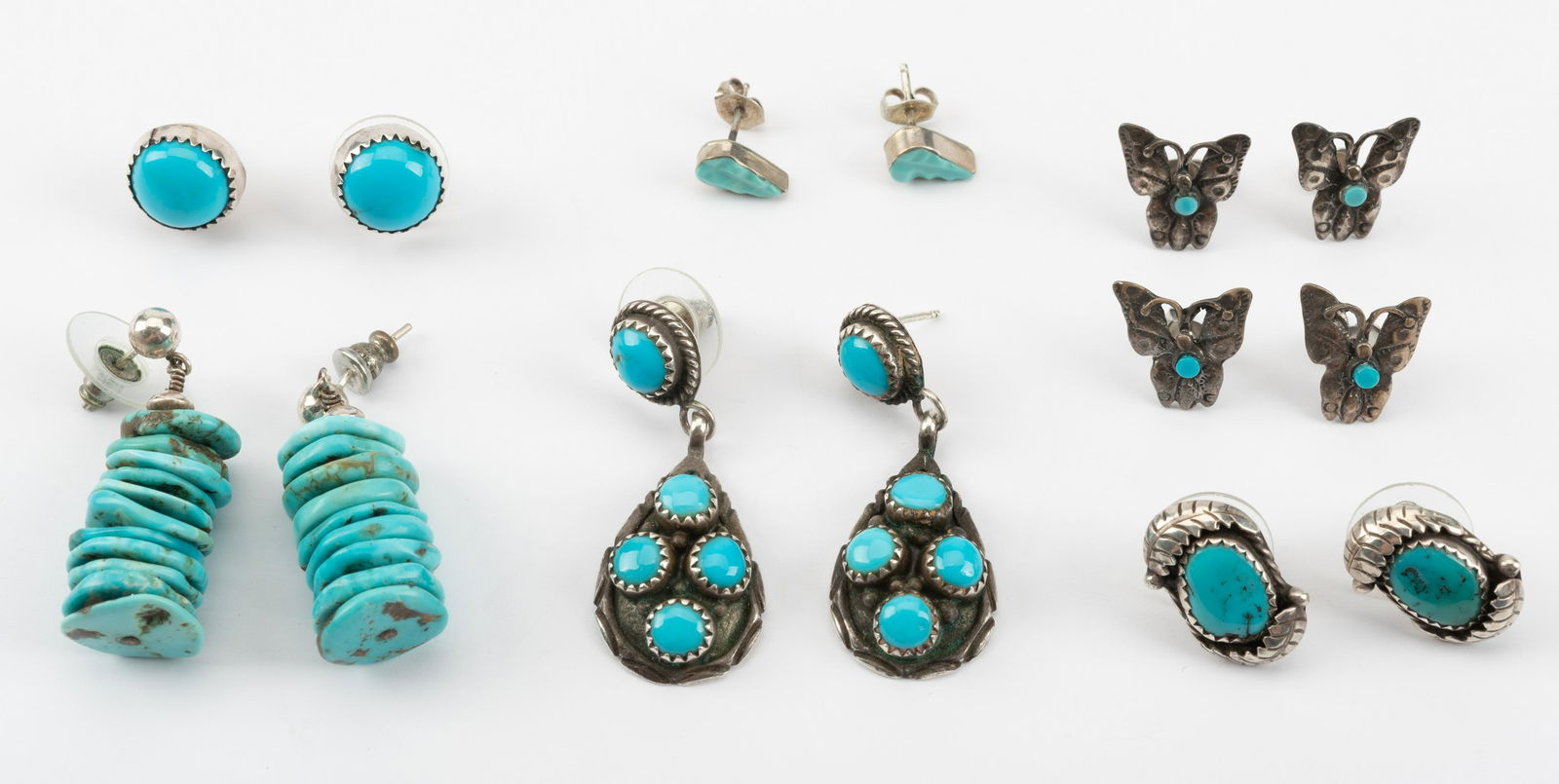 7 Pairs of Turquoise and Sterling Earrings (1 of 2)
