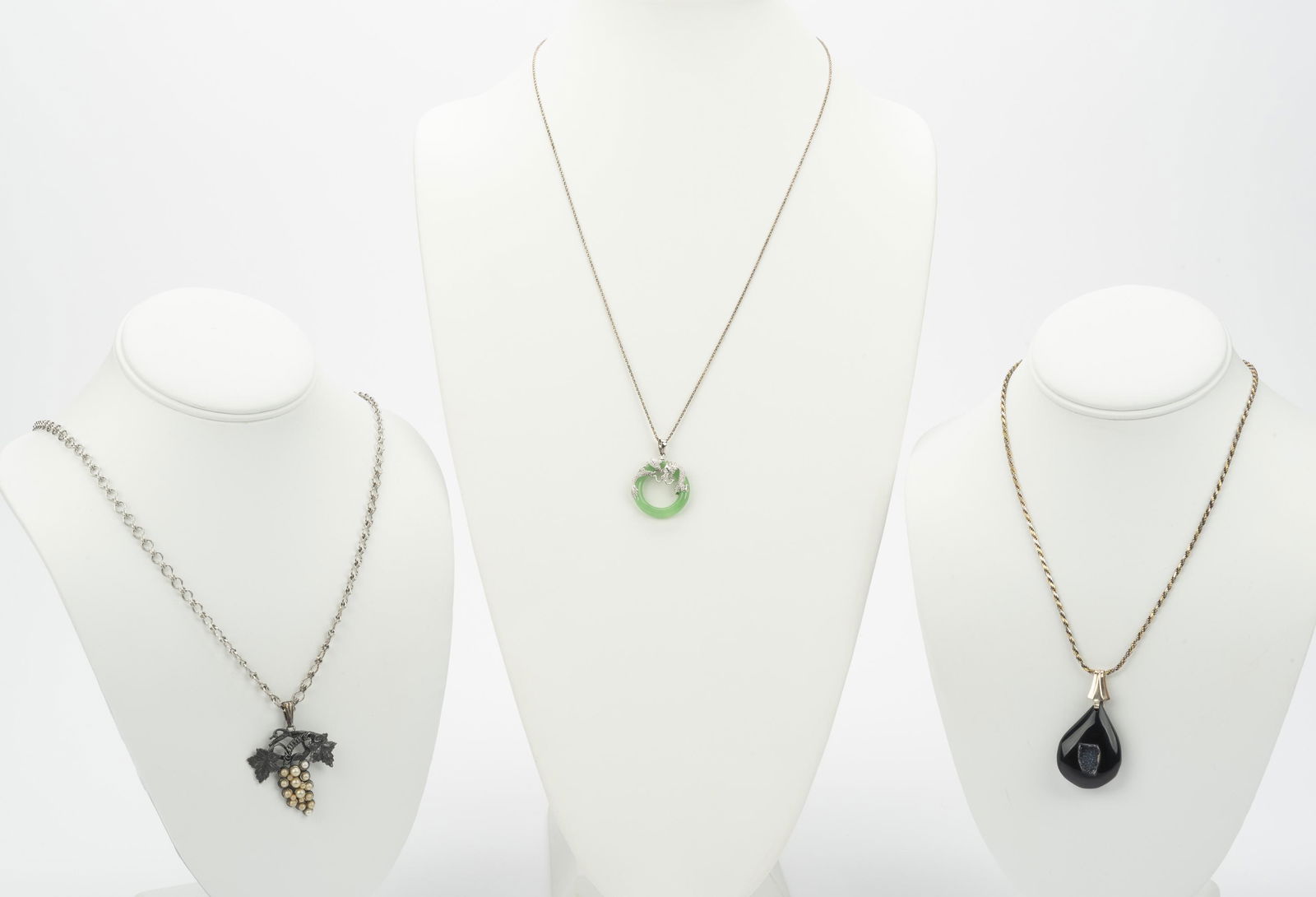 3 Pendant Necklaces Incl Jade and Sterling (1 of 10)