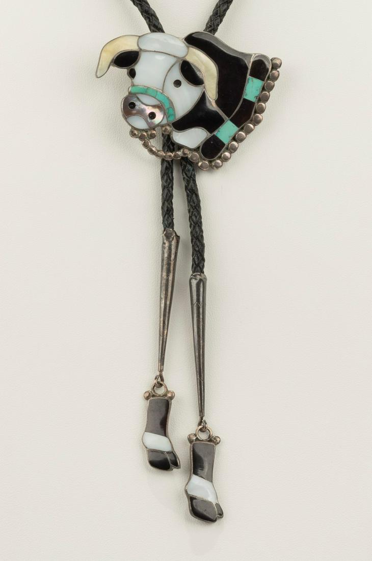 Inlaid Steer Bolo Tie (1 of 5)