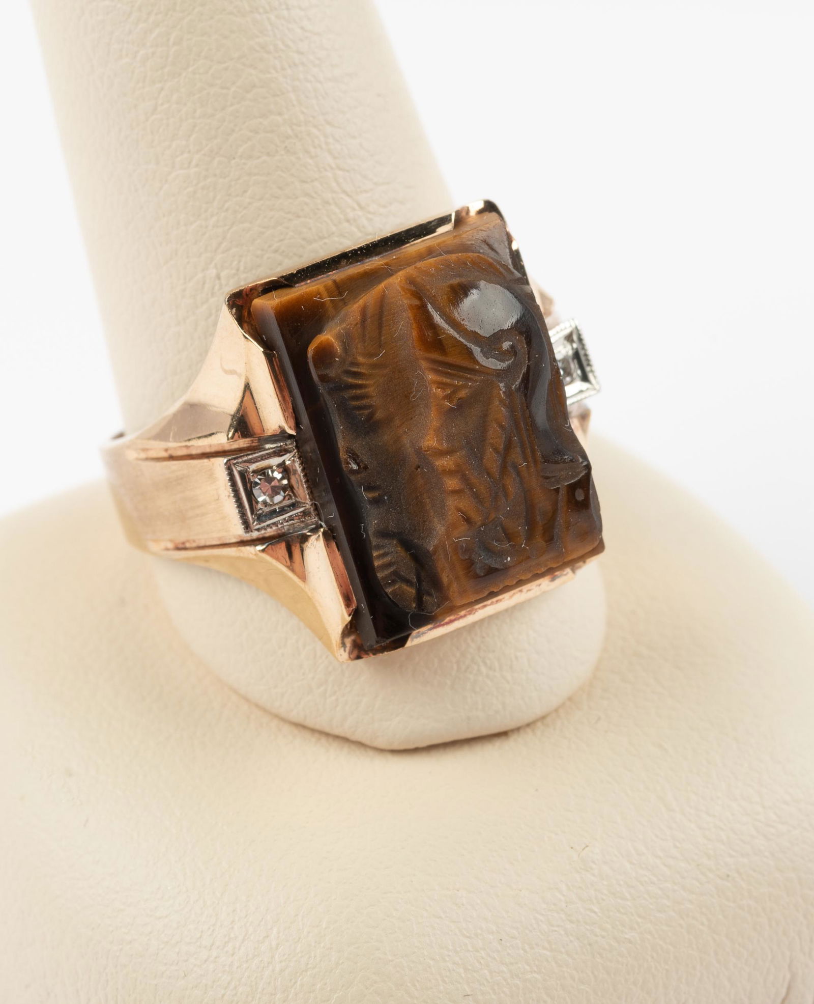 Man's 10K Tiger Eye Cameo Ring (1 of 3)