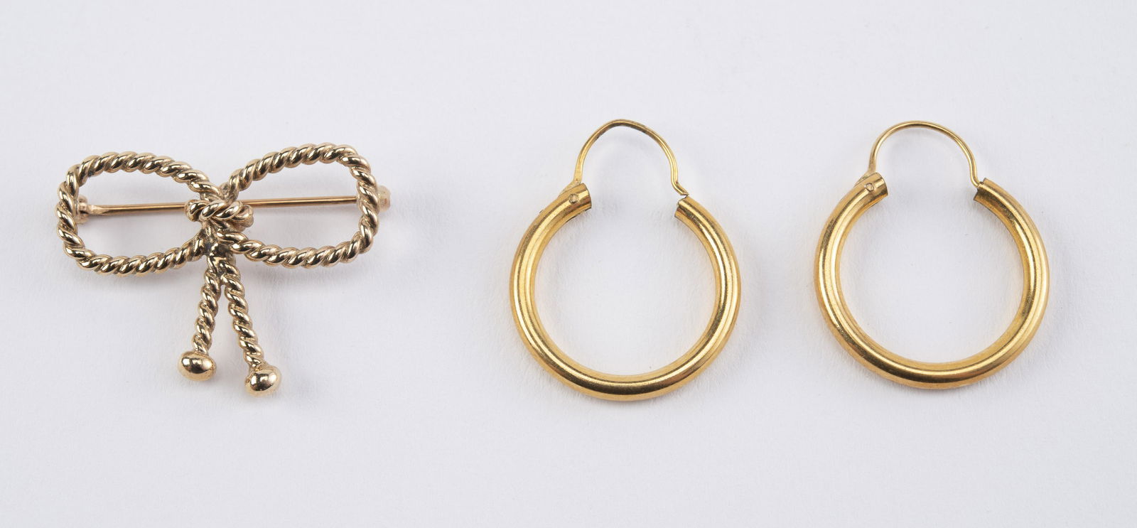 10K Earrings and 14K Walter Haslam Bow Pin (1 of 2)