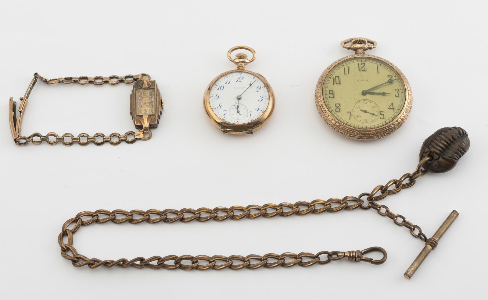 3 Elgin Watches plus Watch Chain (1 of 7)