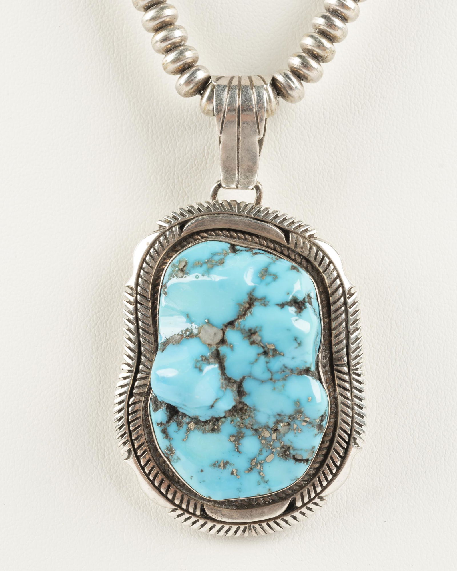 Eugene Belone Silver & Turquoise Pendant Necklace (1 of 3)
