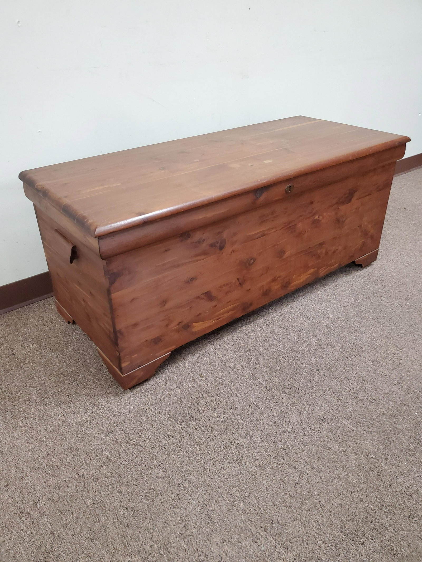 Bally Cedar Chest: 47" wide X 19 1/2" deep X 20 1/2" high. IMPORTANT: Before bidding, please read the terms and conditions below. When you registered for the auction you agreed to these terms and will be required to com