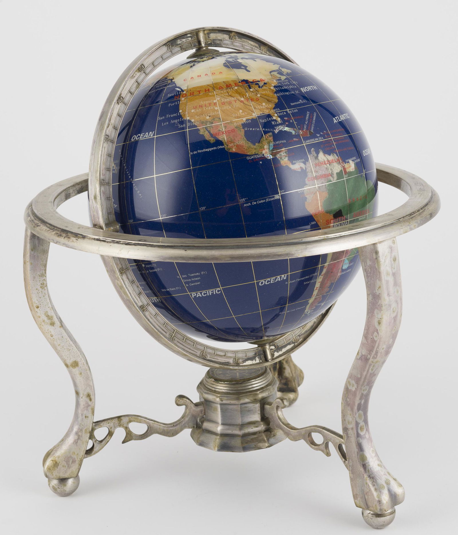 Hardstone Globe on Metal Stand (1 of 5)