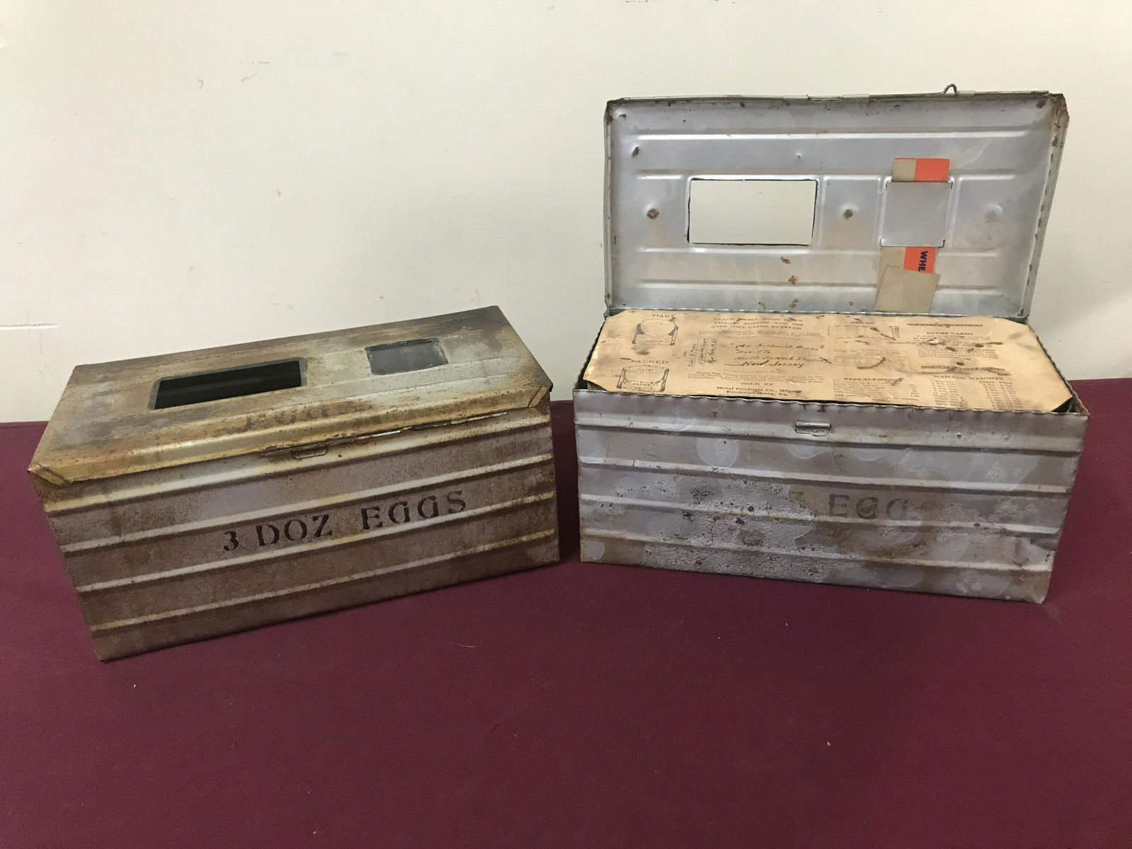 2 Antique Metal Egg Crate Co. Crates (1 of 7)