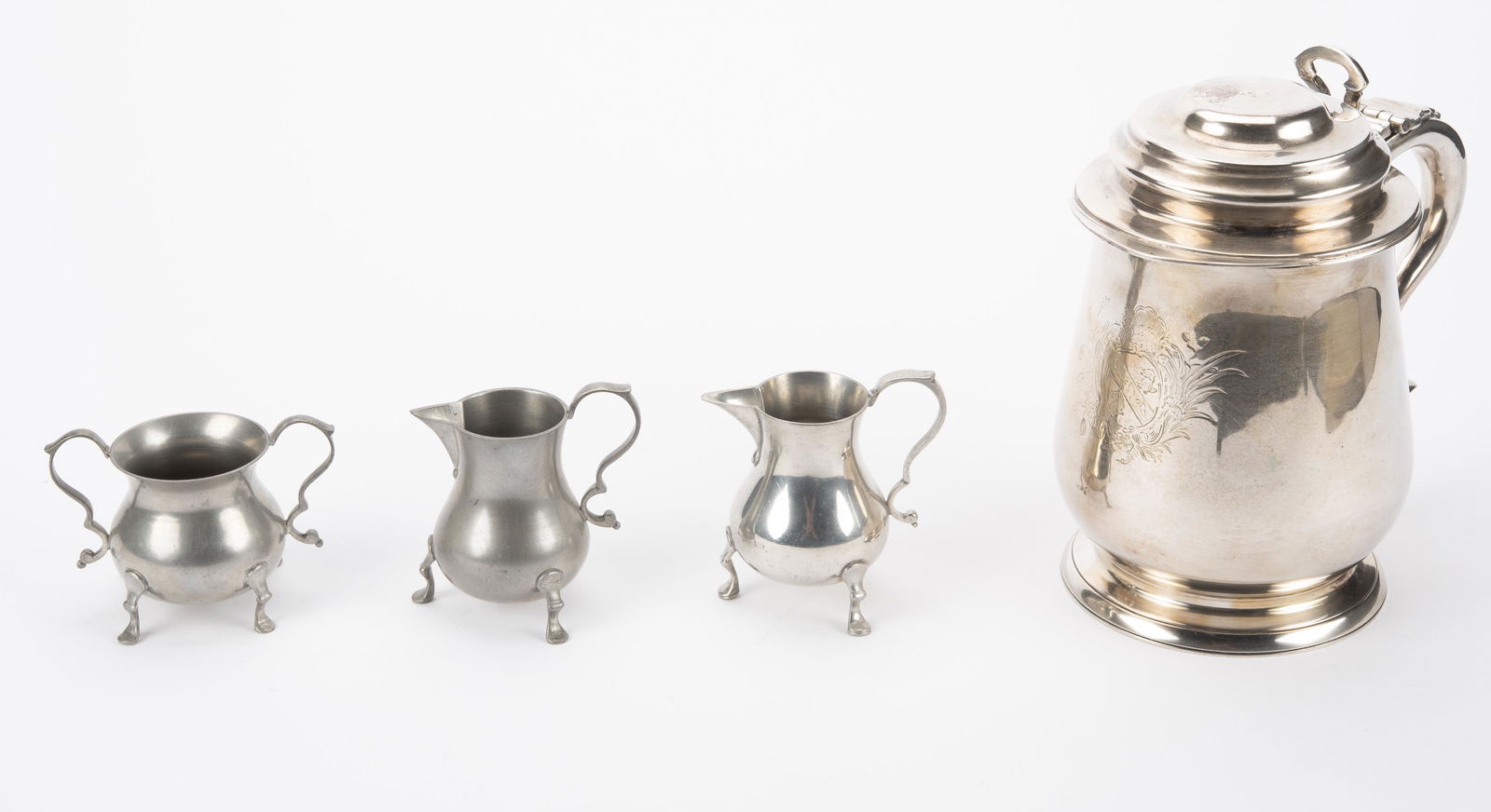 Benjamin Franklin Tankard & 3 Pcs Stieff Pewter (1 of 5)