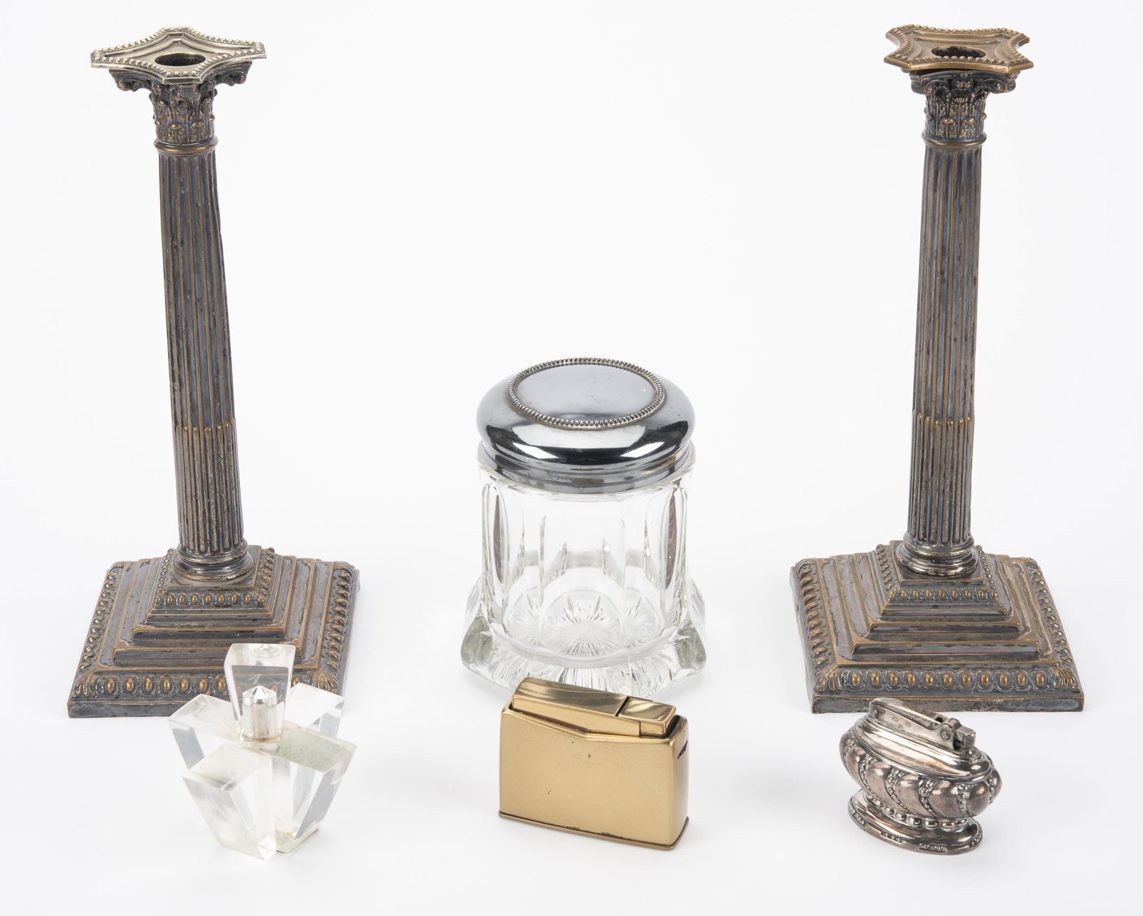 6 Items Incl Candlesticks, Humidor, and Lighters (1 of 2)