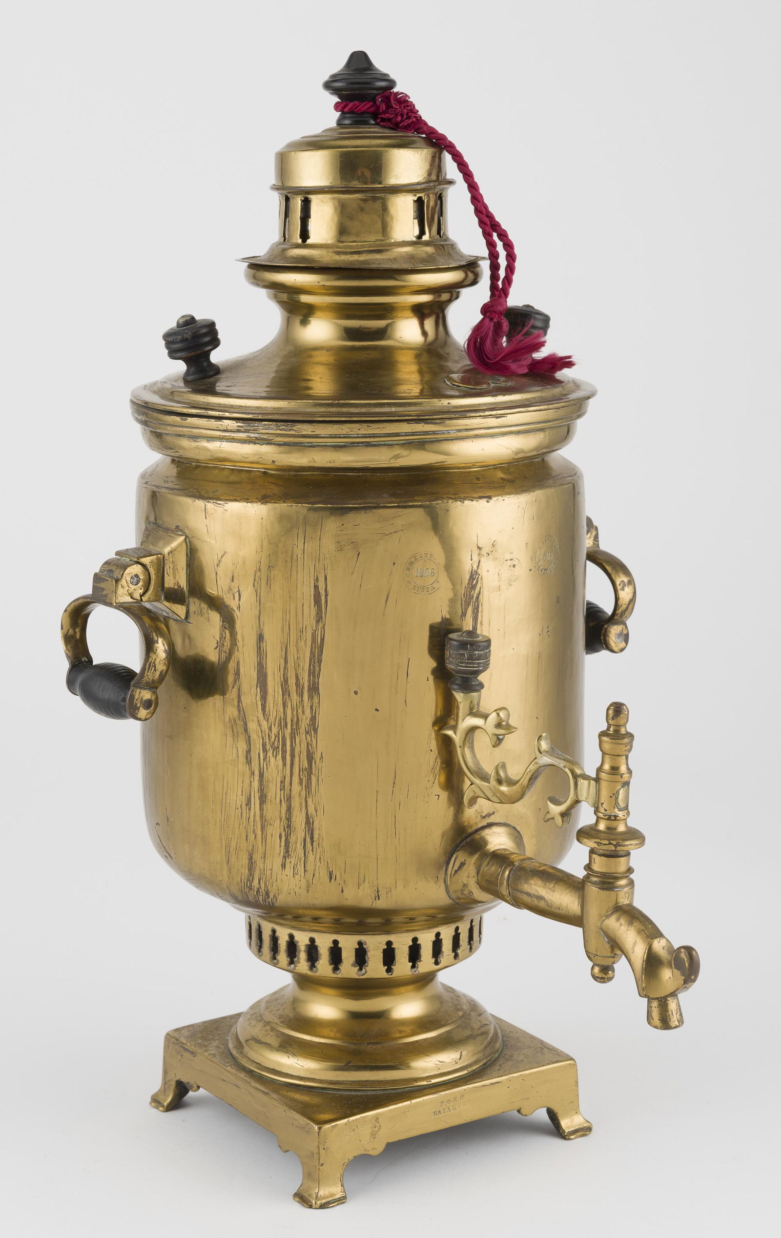 Antique samovar key Large Russian bronze samovar Brass figured Valve Number key with hallmark Collection gold key Old Part of a samovar tap