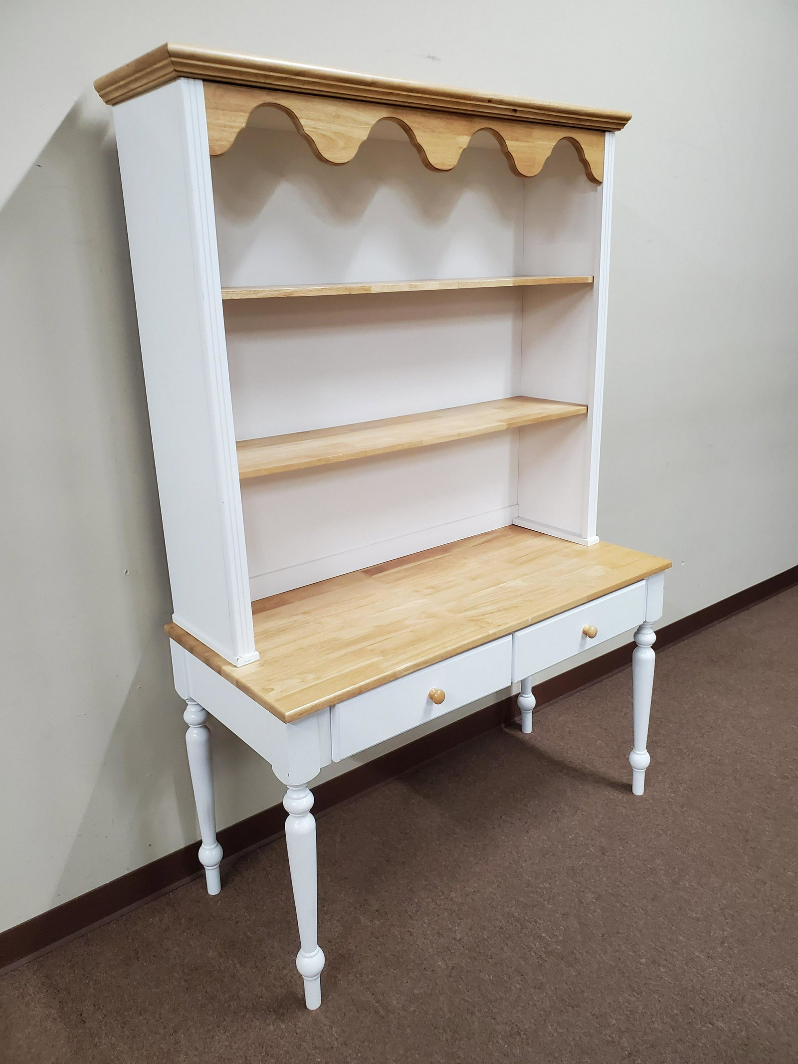 White Hutch: 48" wide X 21 3/4" deep X 73 1/2" high. IMPORTANT: Before bidding, please read the terms and conditions below. When you registered for the auction you agreed to these terms and will be required to com
