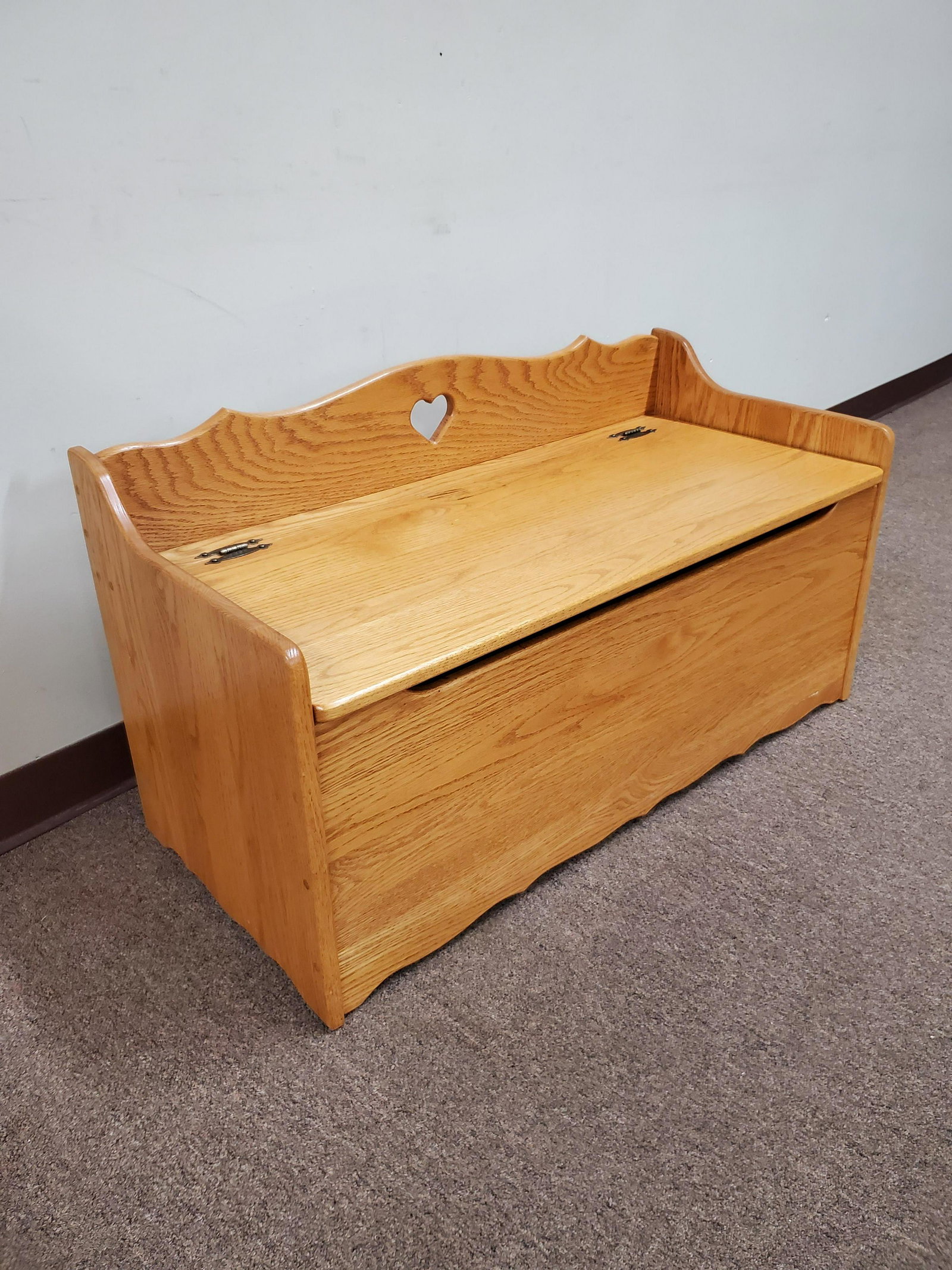 Storage Bench: 38" wide X 17" deep X 21" high. IMPORTANT: Before bidding, please read the terms and conditions below. When you registered for the auction you agreed to these terms and will be required to comply with