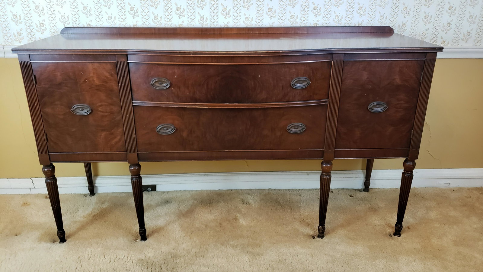 Mahogany Sideboard: 65-3/4" wide x 19" deep x 37-1/2" deep. IMPORTANT: Before bidding, please read the terms and conditions below. When you registered for the auction you agreed to these terms and will be required to com
