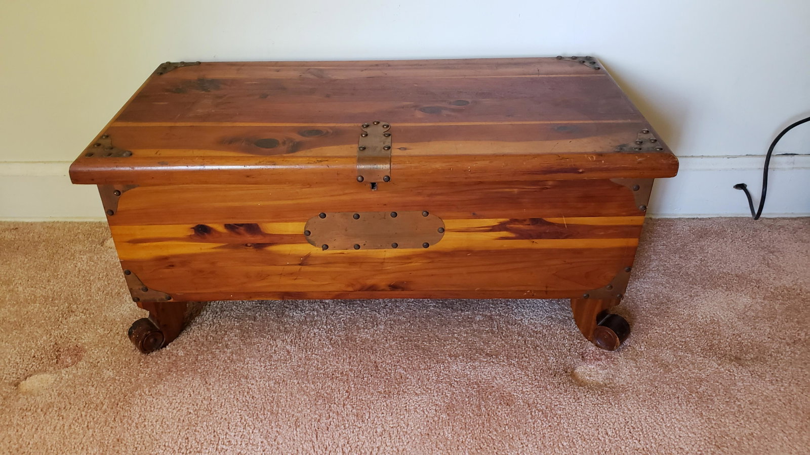 Cedar Chest: Cedar. 36" wide x 17-1/2" deep x 16" high. IMPORTANT: Before bidding, please read the terms and conditions below. When you registered for the auction you agreed to these terms and will be required to 