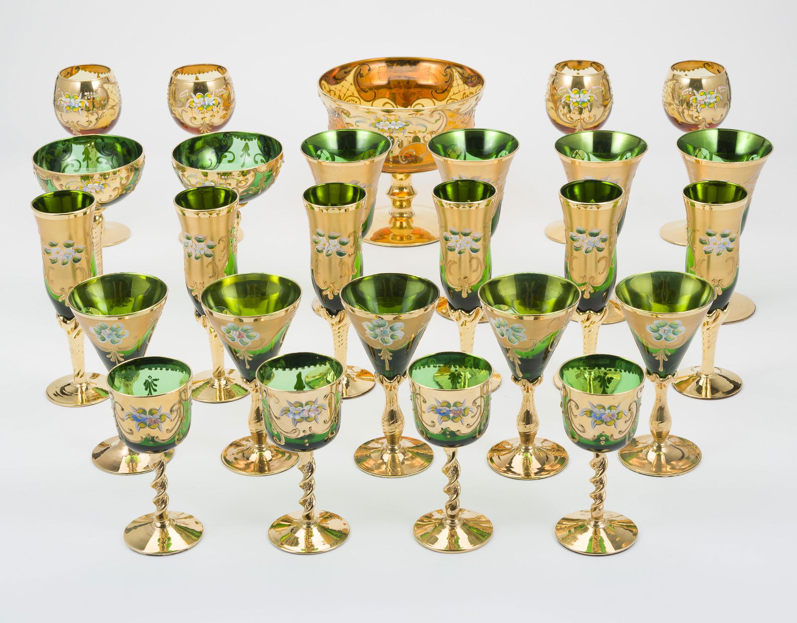 26 Pcs Italian Venetian Glass Stemware (1 of 3)