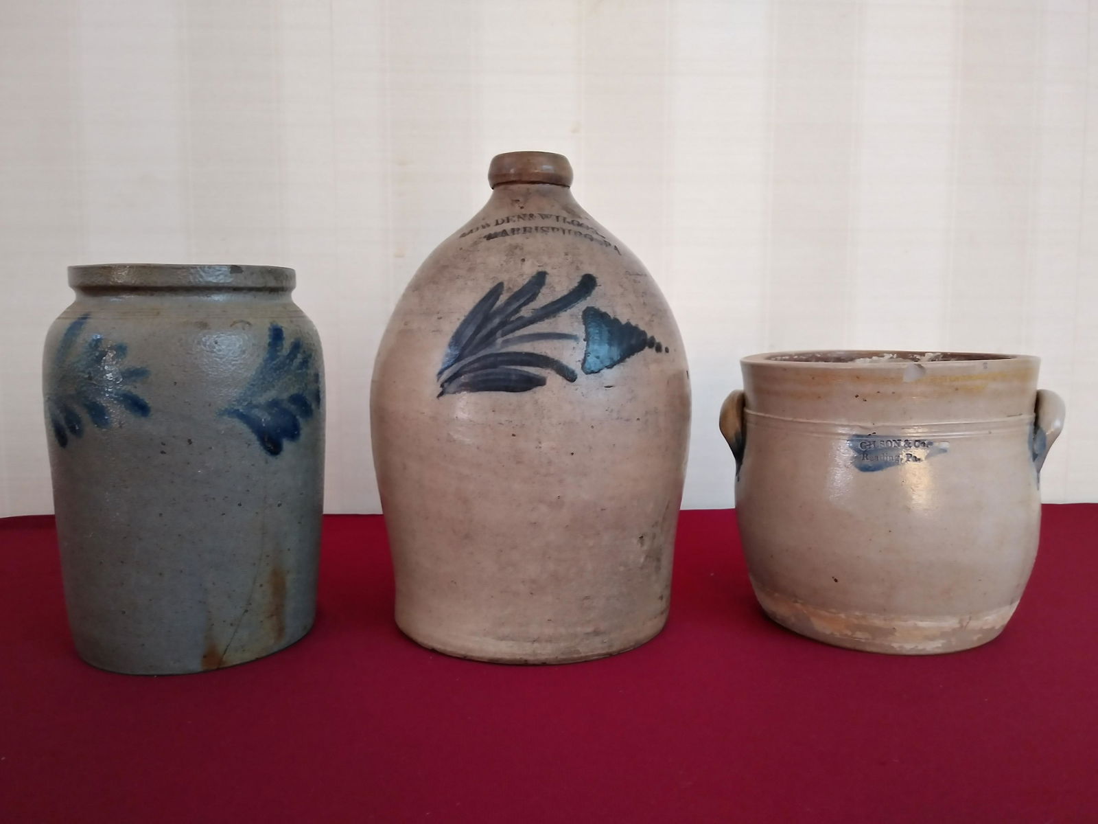 3 Pcs Cobalt Decorated Stoneware Incl Harrisburg (1 of 11)