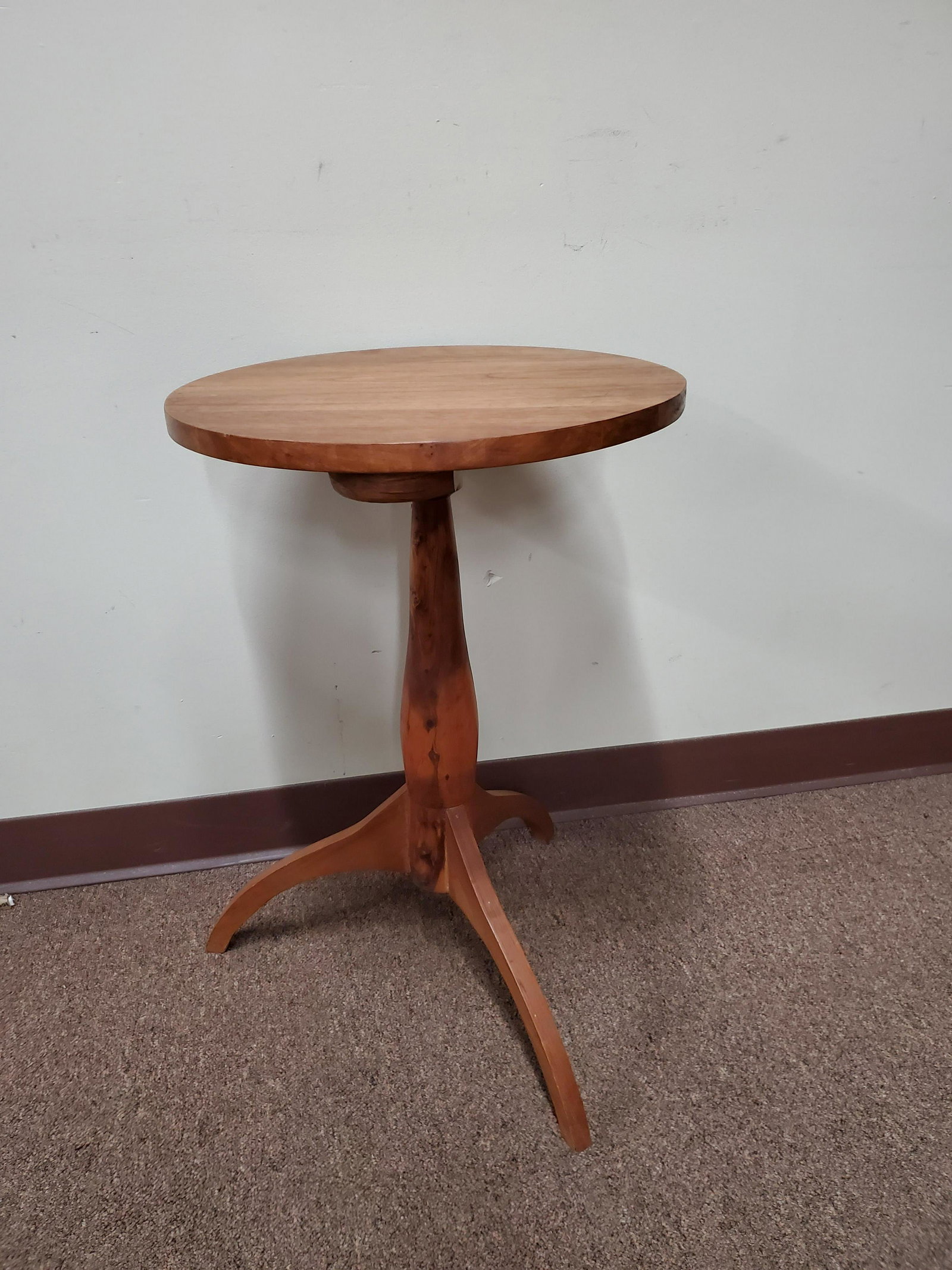 Round Side Table: 16" wide X 25" high. IMPORTANT: Before bidding, please read the terms and conditions below. When you registered for the auction you agreed to these terms and will be required to comply with them.