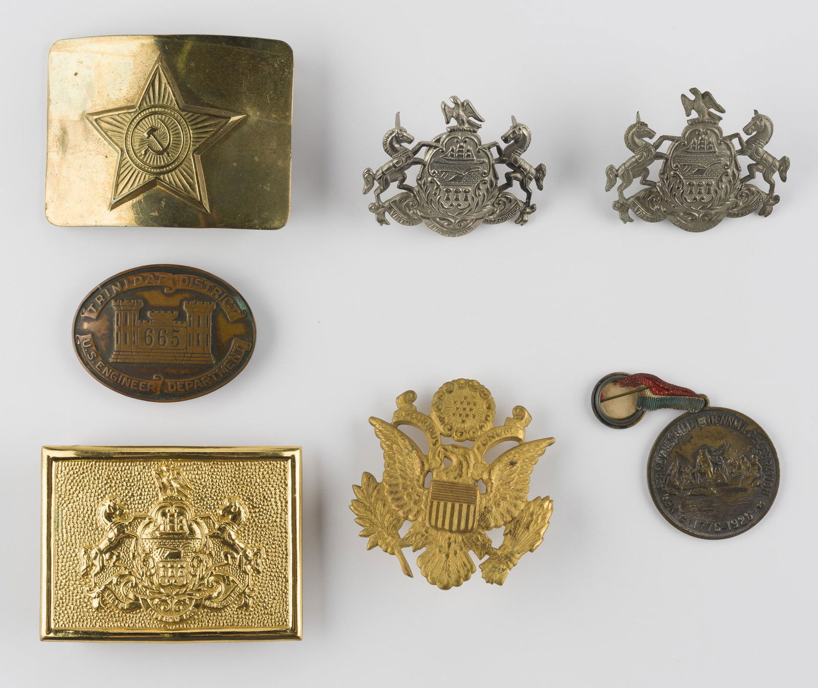 7 Pcs Belt Buckles & PA Insignia (1 of 1)