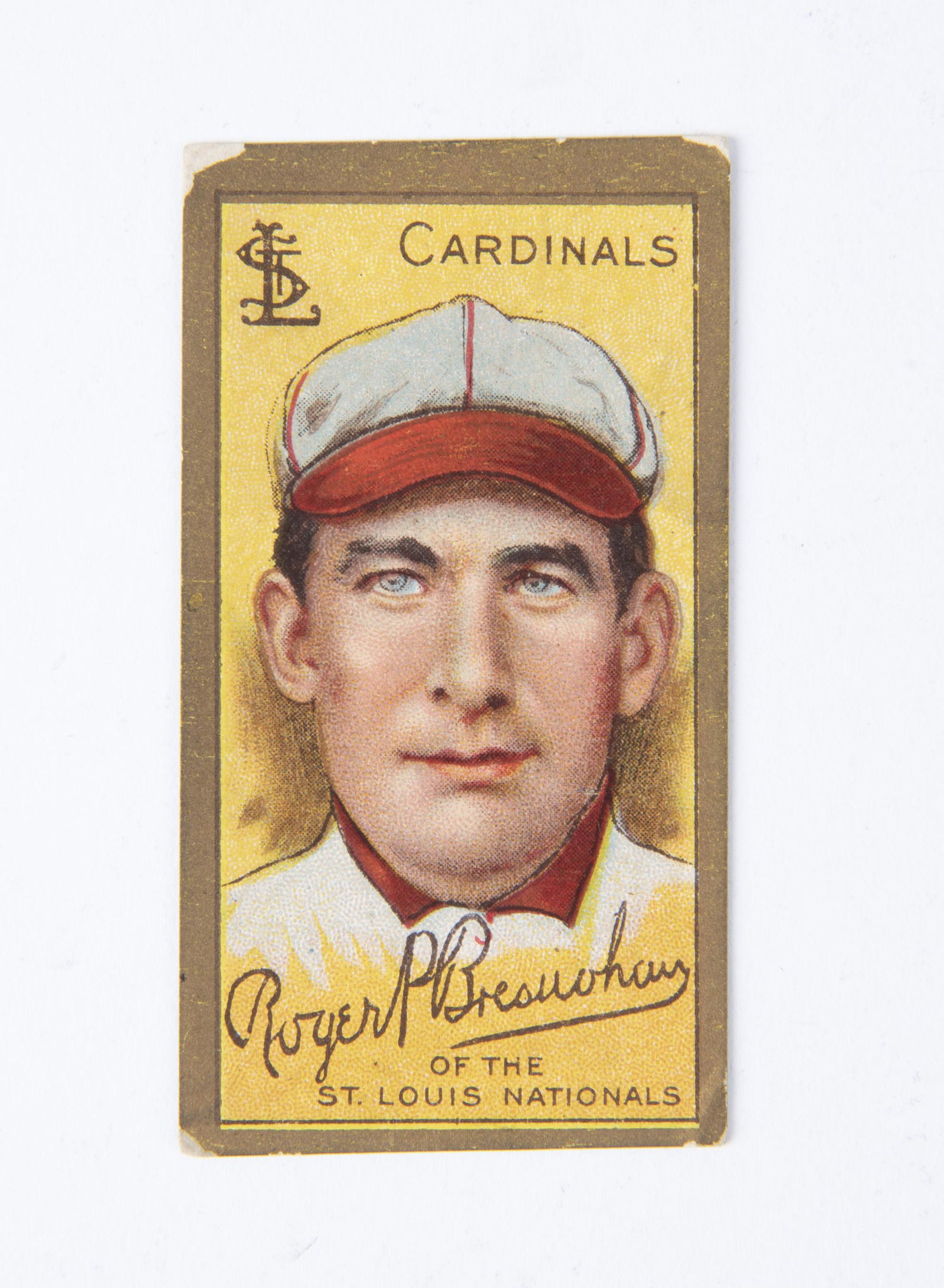 T205 1911 Gold Border Roger Bresnahan: Hall of Fame. VG. Mouth closed. IMPORTANT: Before bidding, please read the terms and conditions below. When you registered for the auction you agreed to these terms and will be required to comply with