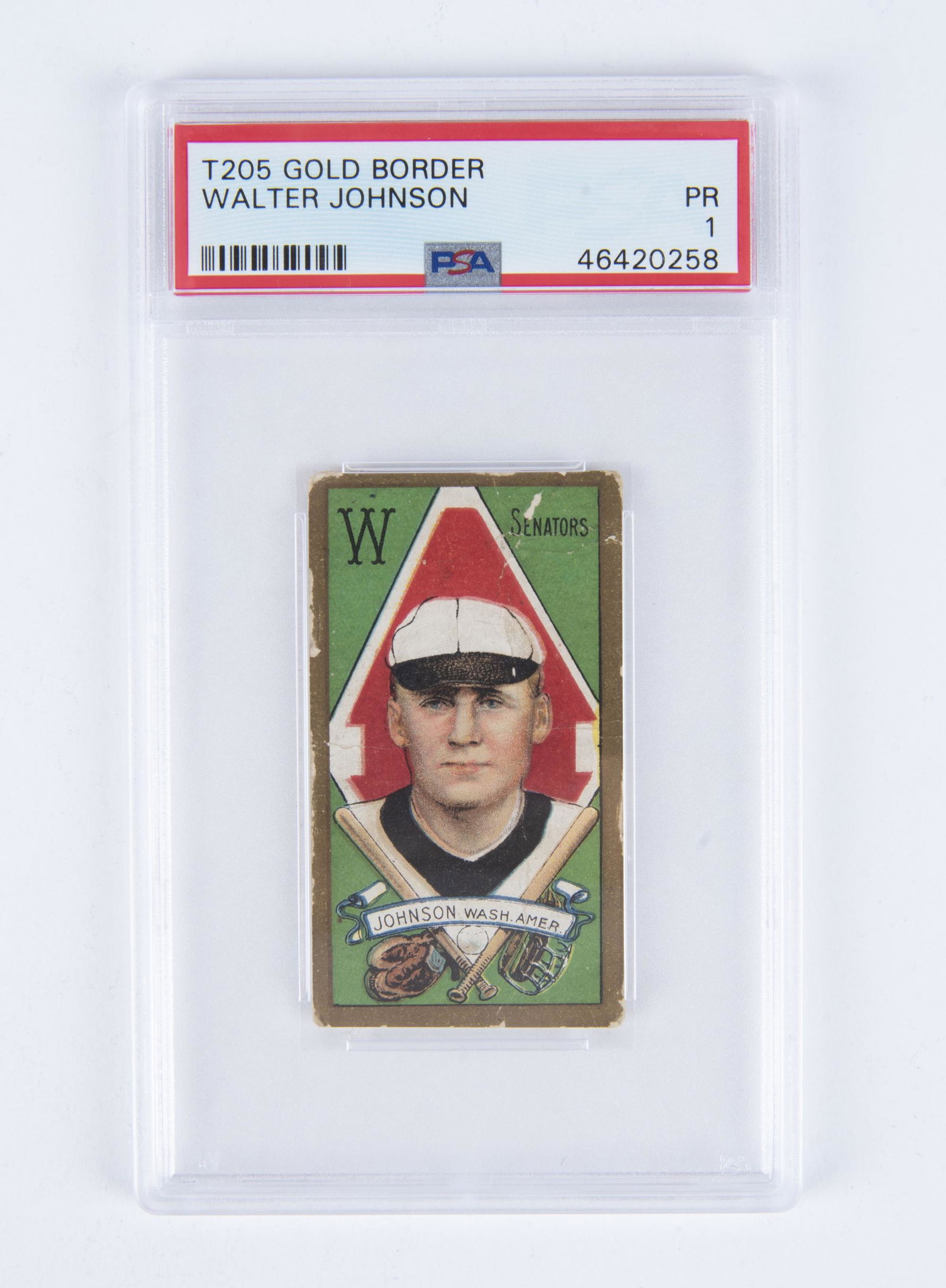 T205 1911 Gold Border Walter Johnson (PSA 1) (1 of 2)