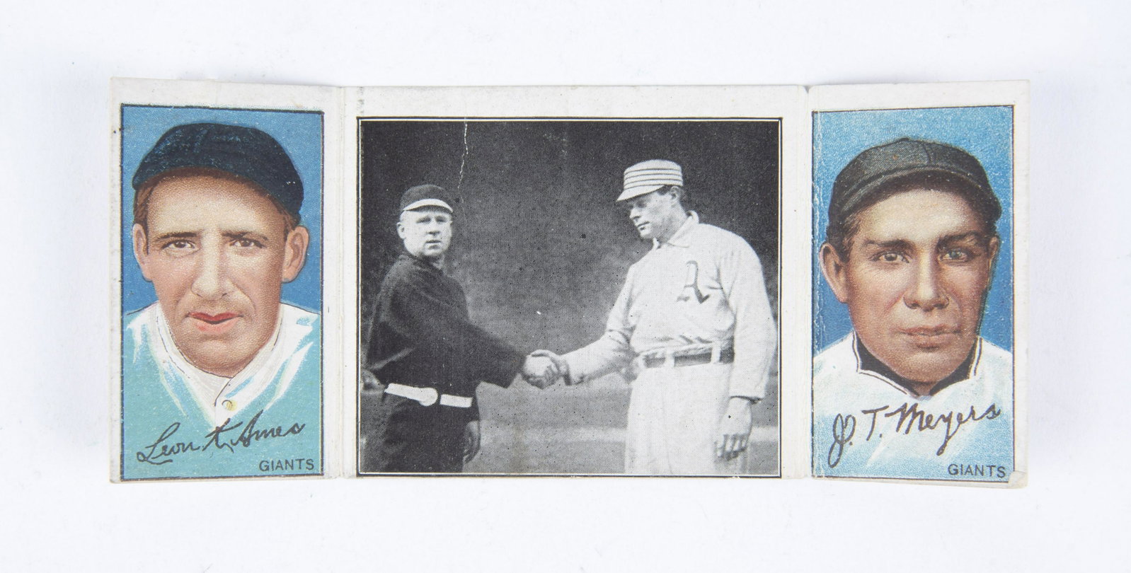 T202 1912 Hassan Triple Fold (Ames, Meyers): Just Before The Battle. Good IMPORTANT: Before bidding, please read the terms and conditions below. When you registered for the auction you agreed to these terms and will be required to comply with th