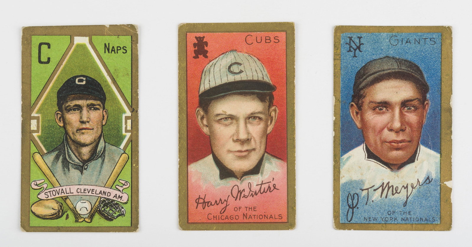T205 1911 Gold Border Stovall, McIntire, & Meyers: Good-VG IMPORTANT: Before bidding, please read the terms and conditions below. When you registered for the auction you agreed to these terms and will be required to comply with them.