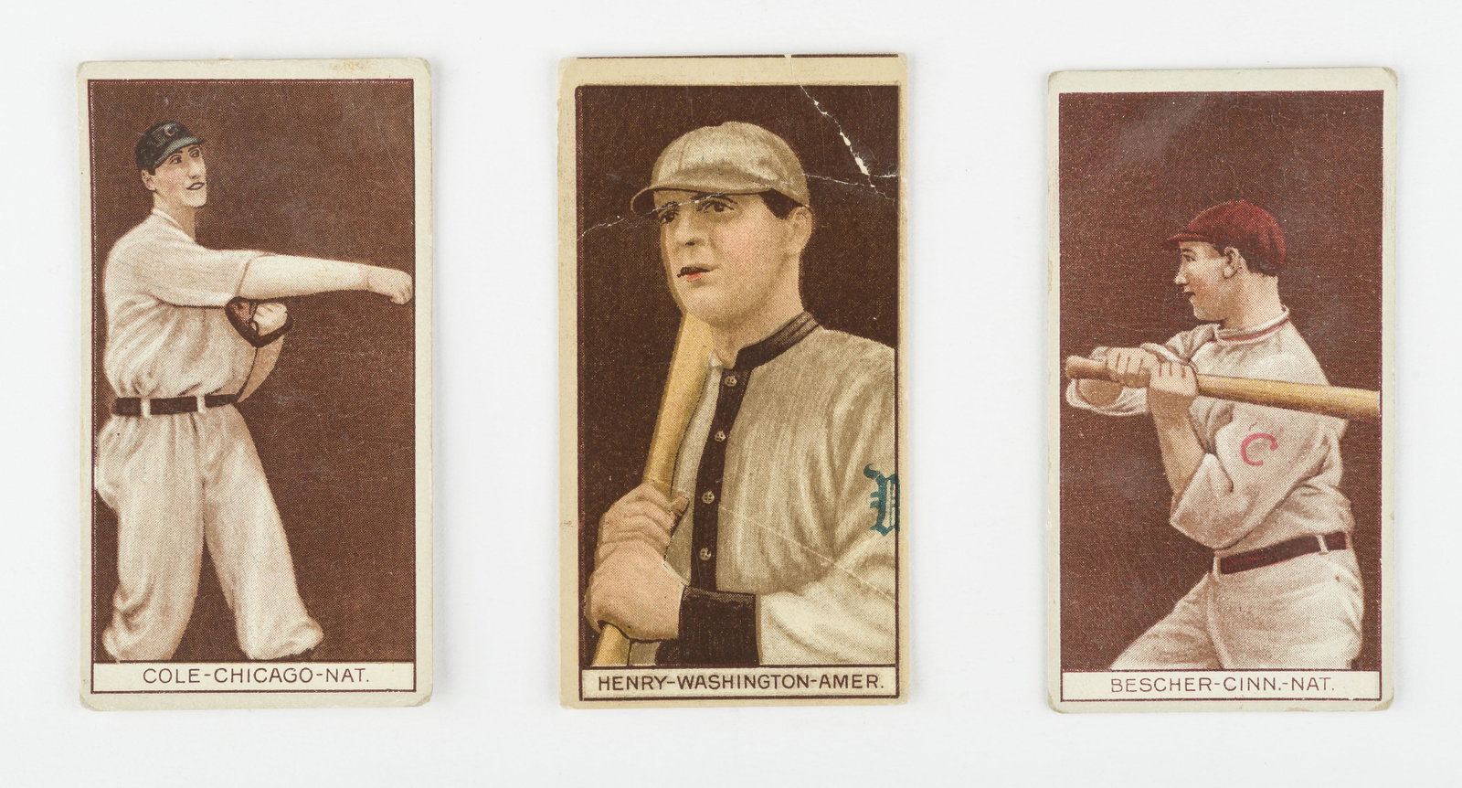 T207 1912 Cole, Henry, & Bescher: Brown background. Good-VG IMPORTANT: Before bidding, please read the terms and conditions below. When you registered for the auction you agreed to these terms and will be required to comply with them.
