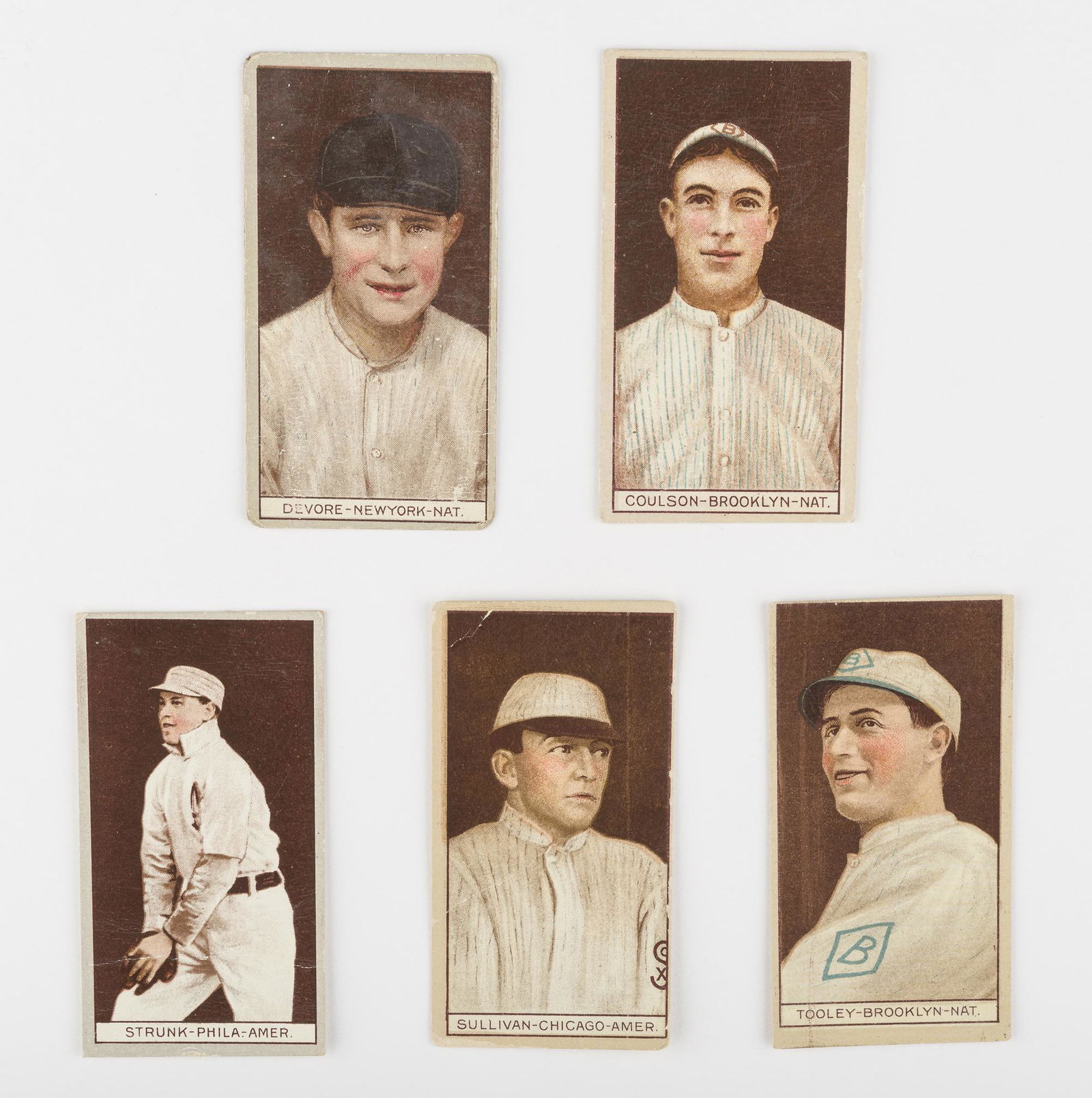 5 T207 1912 Brown Background Cards (1 of 2)