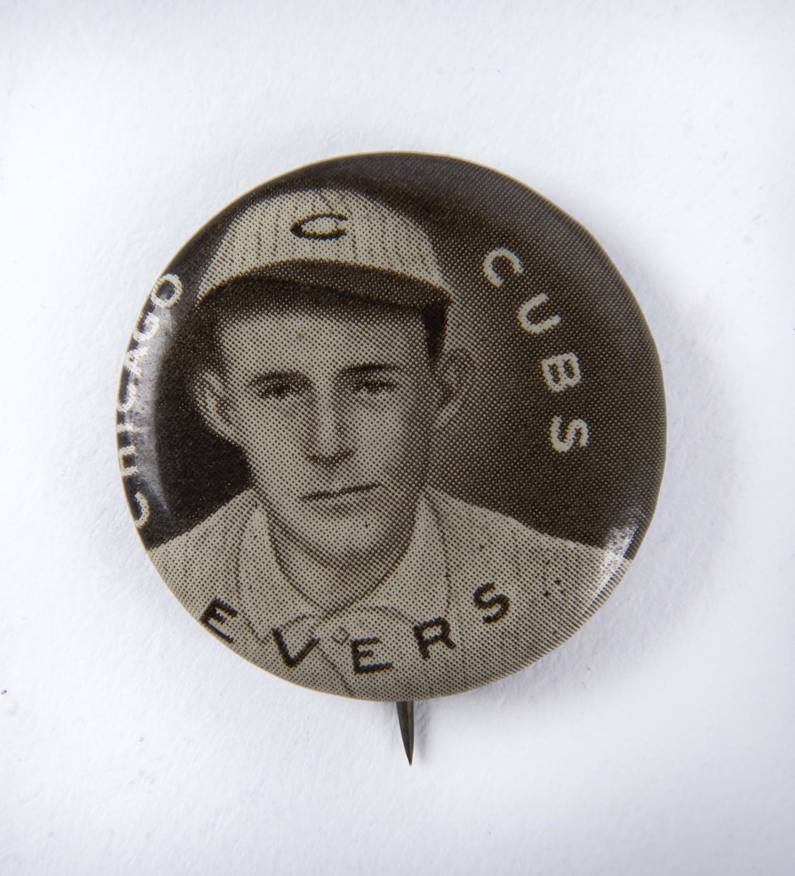 1910-1912 Sweet Caporal Evers Pin: Hall of Fame. EX-MT IMPORTANT: Before bidding, please read the terms and conditions below. When you registered for the auction you agreed to these terms and will be required to comply with them.