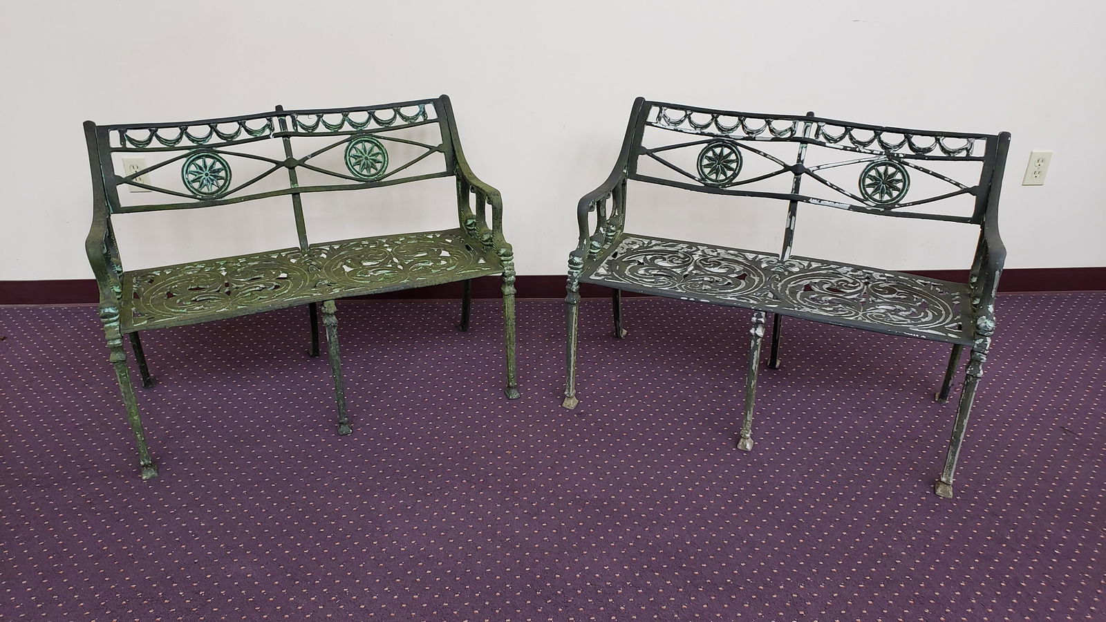 Pair of Outdoor Cast Metal Benches (1 of 4)