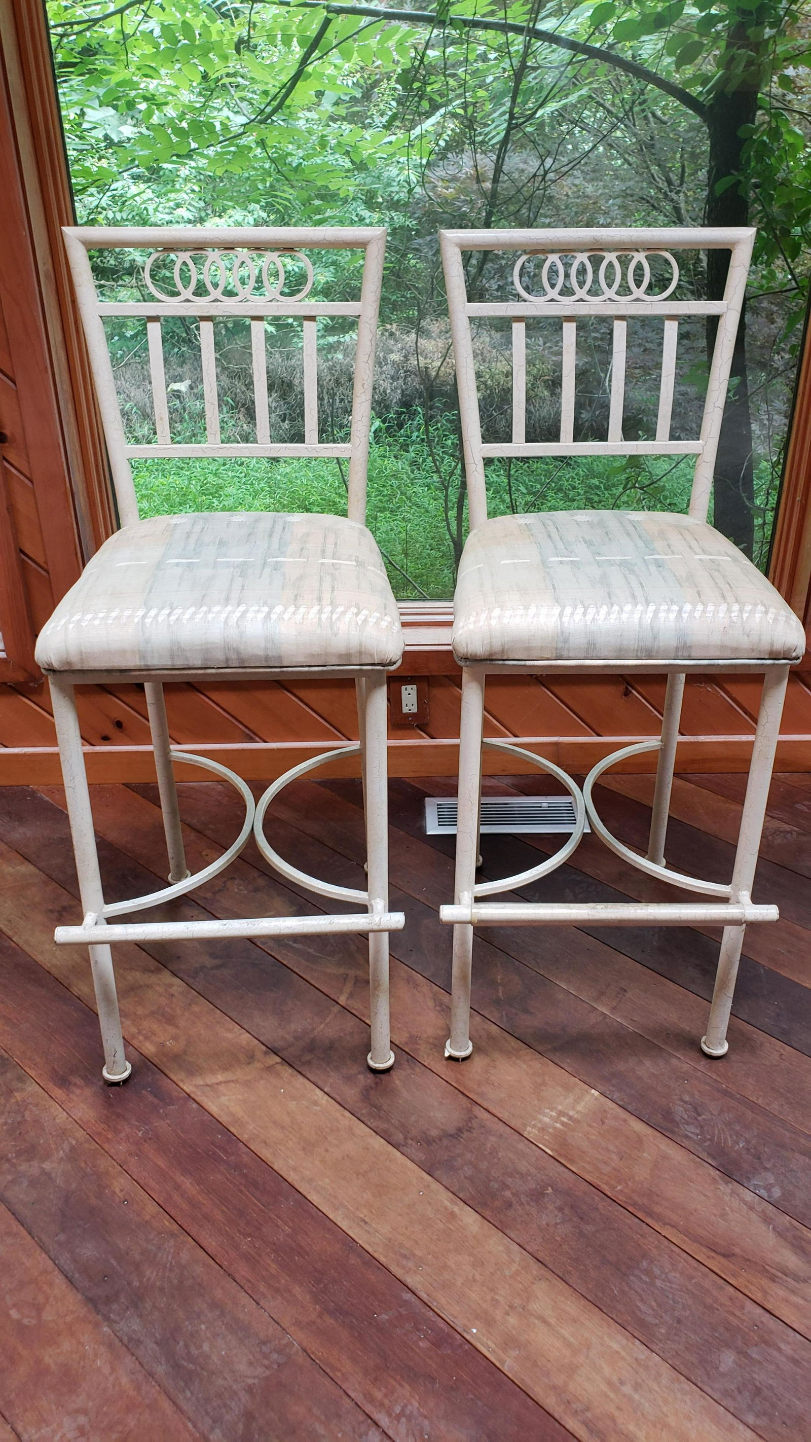 Pair of Bar Height Metal and Cushioned Chairs (1 of 2)