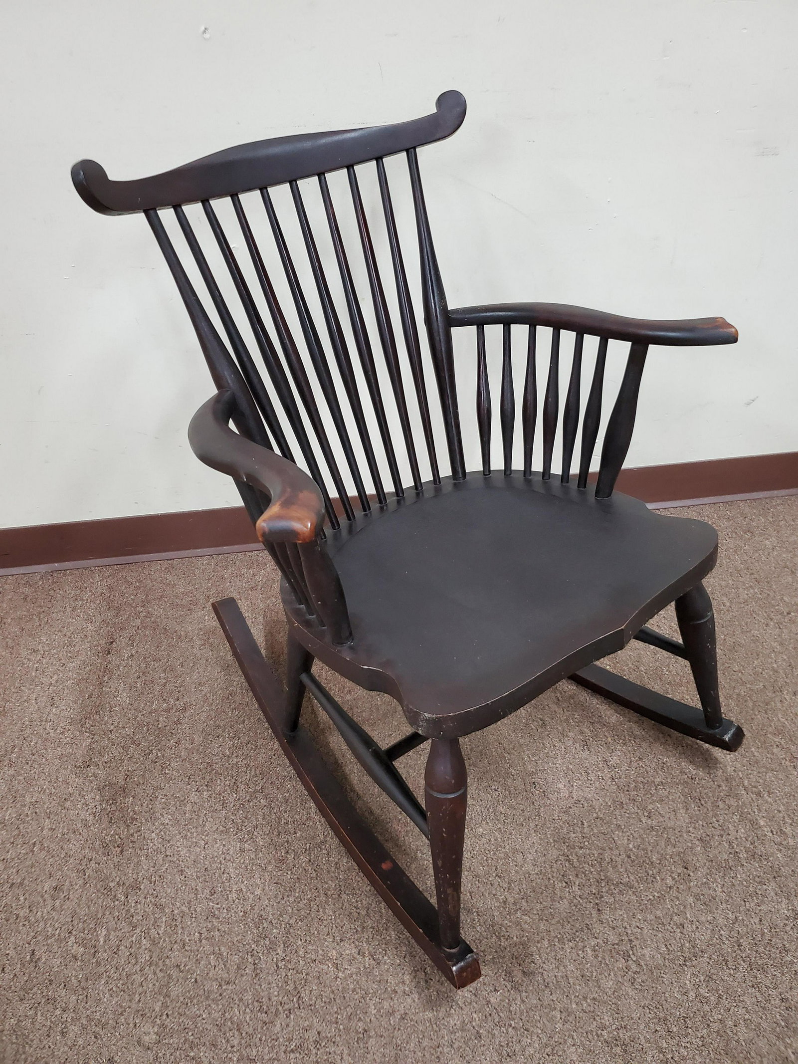 Rocking Chair: 24" wide X 28" deep X 32" high. IMPORTANT: Before bidding, please read the terms and conditions below. When you registered for the auction you agreed to these terms and will be required to comply with